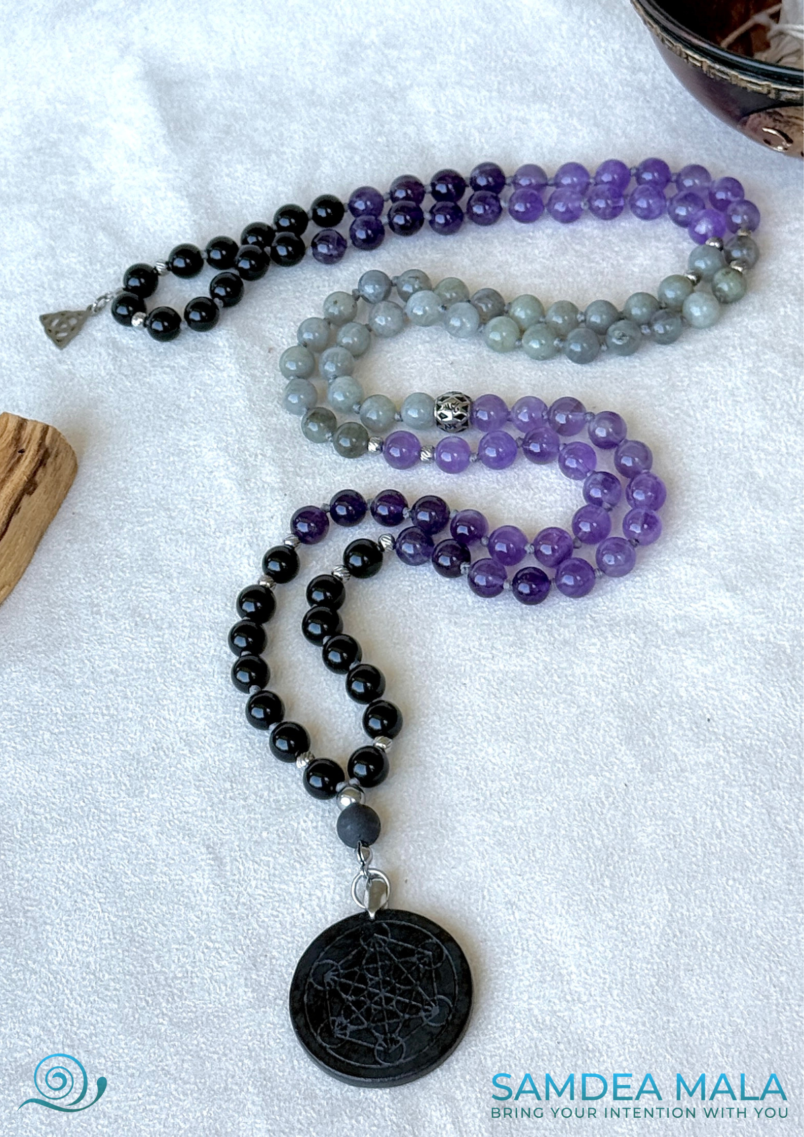 108 grounding meditation beads with dark feminine spiritual energy. Inner child and trauma healing mala
