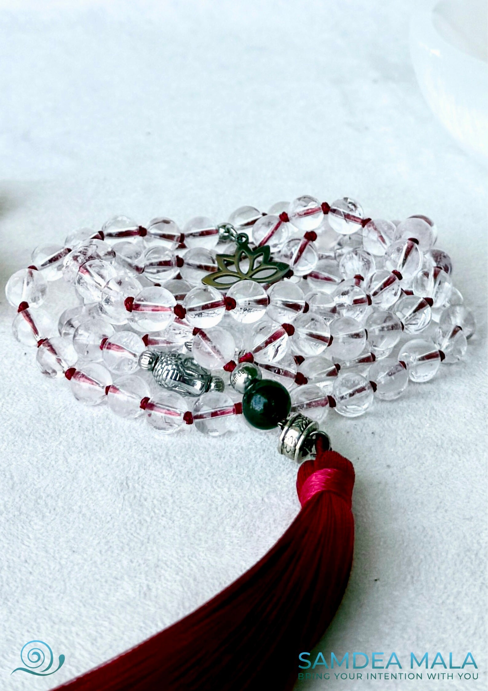 108 Clear Quartz Prayer Beads for Om Mani Padme Hum Mantra, Spiritual Sphatik Mala Beads – 108 Clear Quartz Prayer Beads for Om Mani Padme Hum Mantra