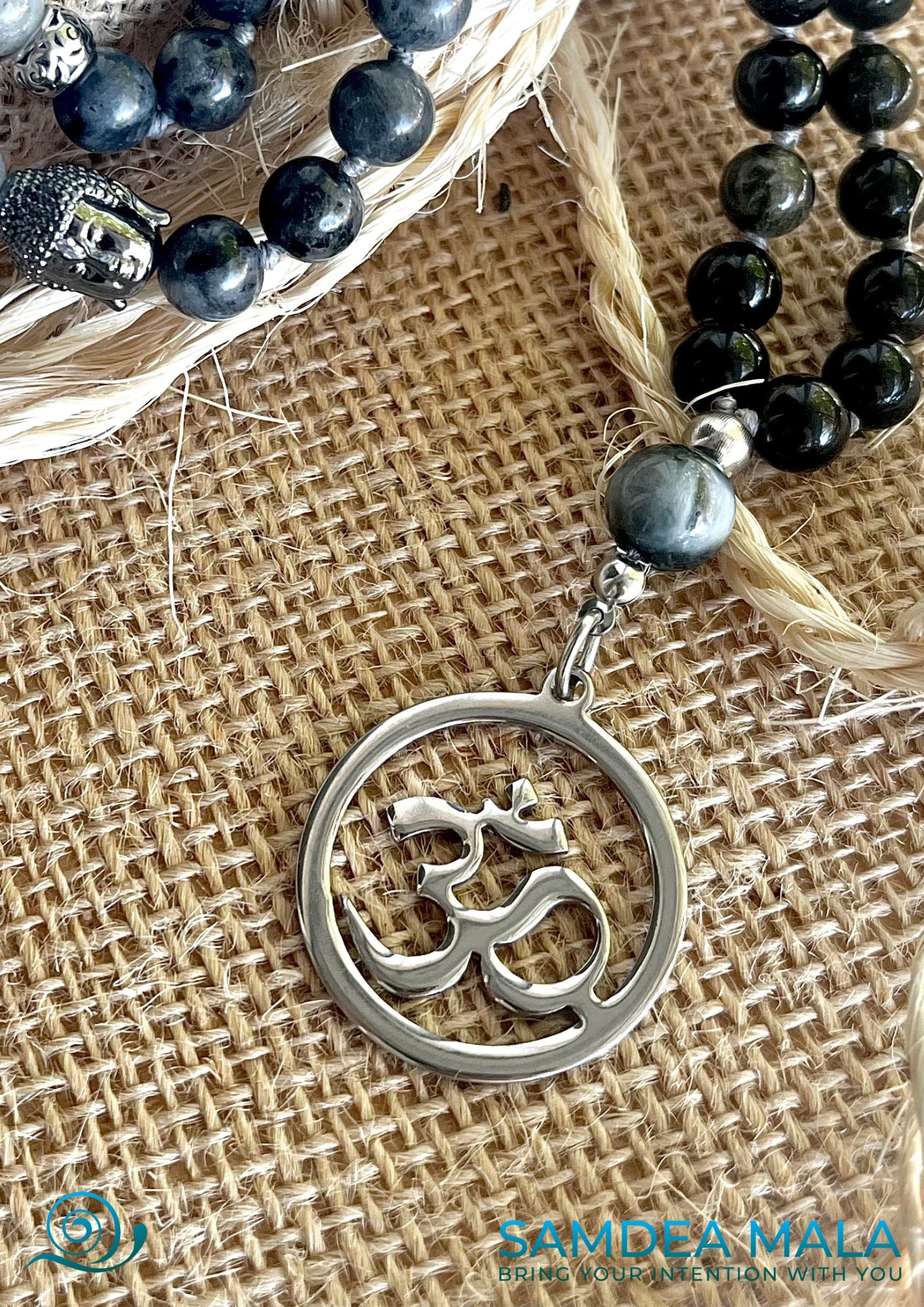 Mala Beads Necklace Handmade – Capricorn Mala in Obsidian, Labradorite & Selenite - meditation bracelet, intention bracelets, custom mala, tibetan wrist mala, energy crystals bracelets, spiritual mala, bracelets with crystals, custom mala bracelet, natural gemstones bracelets - Samdea Mala