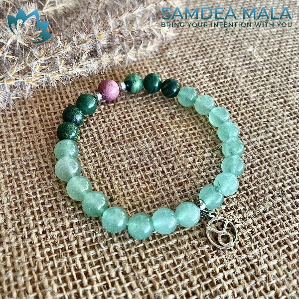 Bracelet for Taurus - green zodiac bracelet for Taurus, meditation bracelet, intention bracelets, energy crystals bracelets, bracelets with crystals, custom mala bracelet, natural gemstones bracelets - Samdea Mala