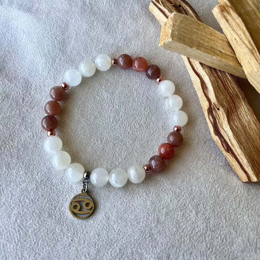 Cancer Zodiac Bracelet – Moonstone for Intuition, Balance & Emotional Strength - meditation bracelet, intention bracelets,   energy crystals bracelets, bracelets with crystals, custom mala bracelet, natural gemstones bracelets - Samdea Mala