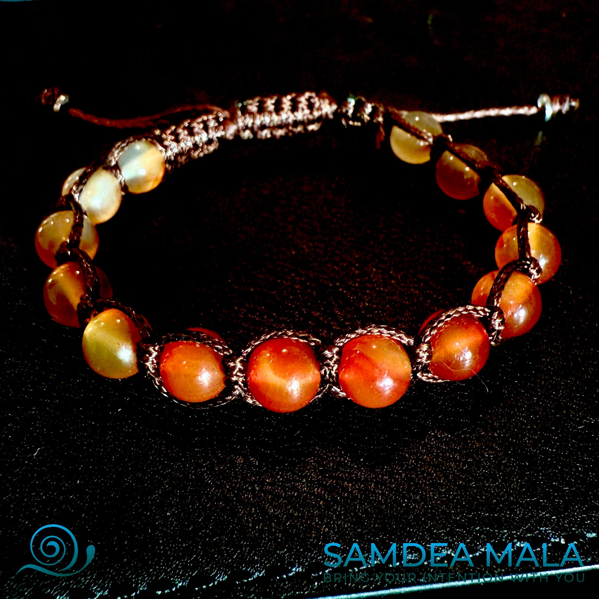 Carnelian Tibetan Tamashii-Style Bracelet – Handmade Bracelet Beads 8mm for Vitality, Joy & Inner Strength - Natural Gemstone