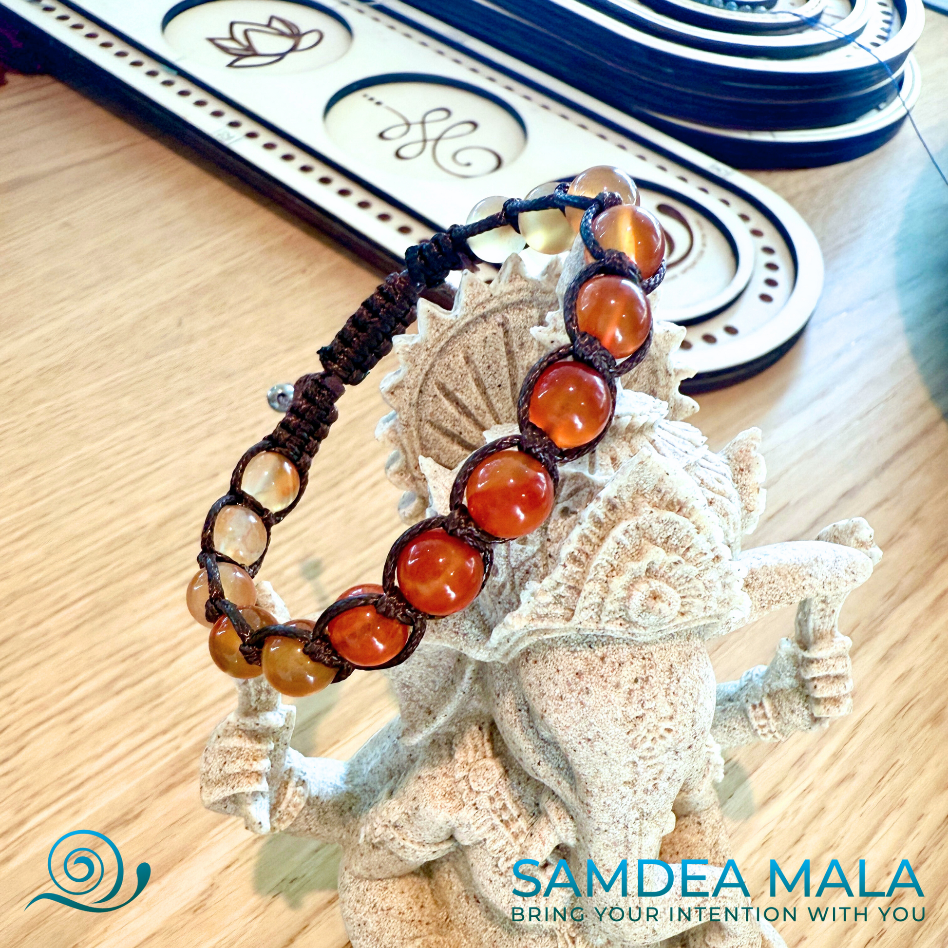 Natural untreated Carnelian beads, 8mm – vibrant orange-red color - mala bracelet