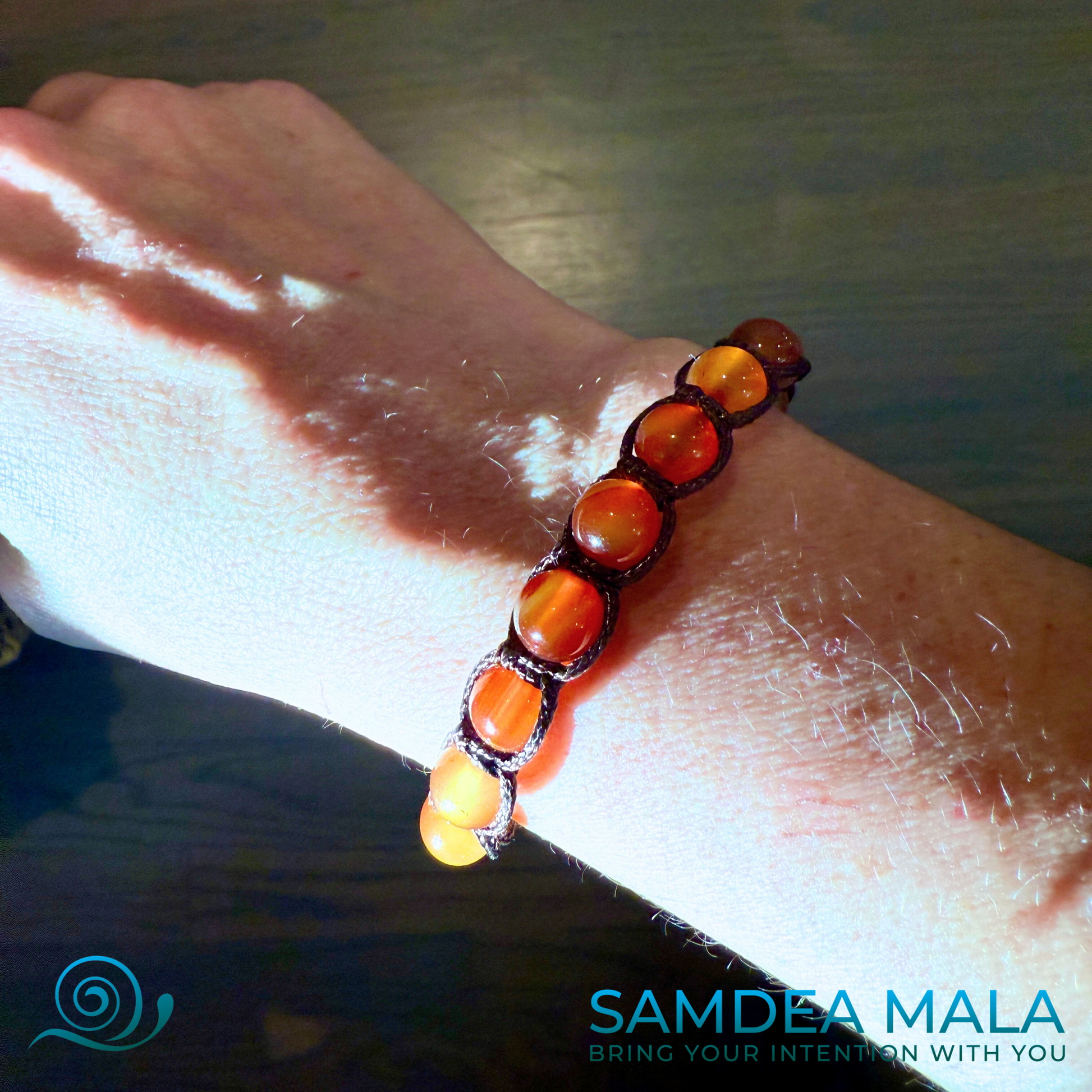 Carnelian tibetan bracelet for vitality, creativity, and joy – perfect gift for energy seekers, worn