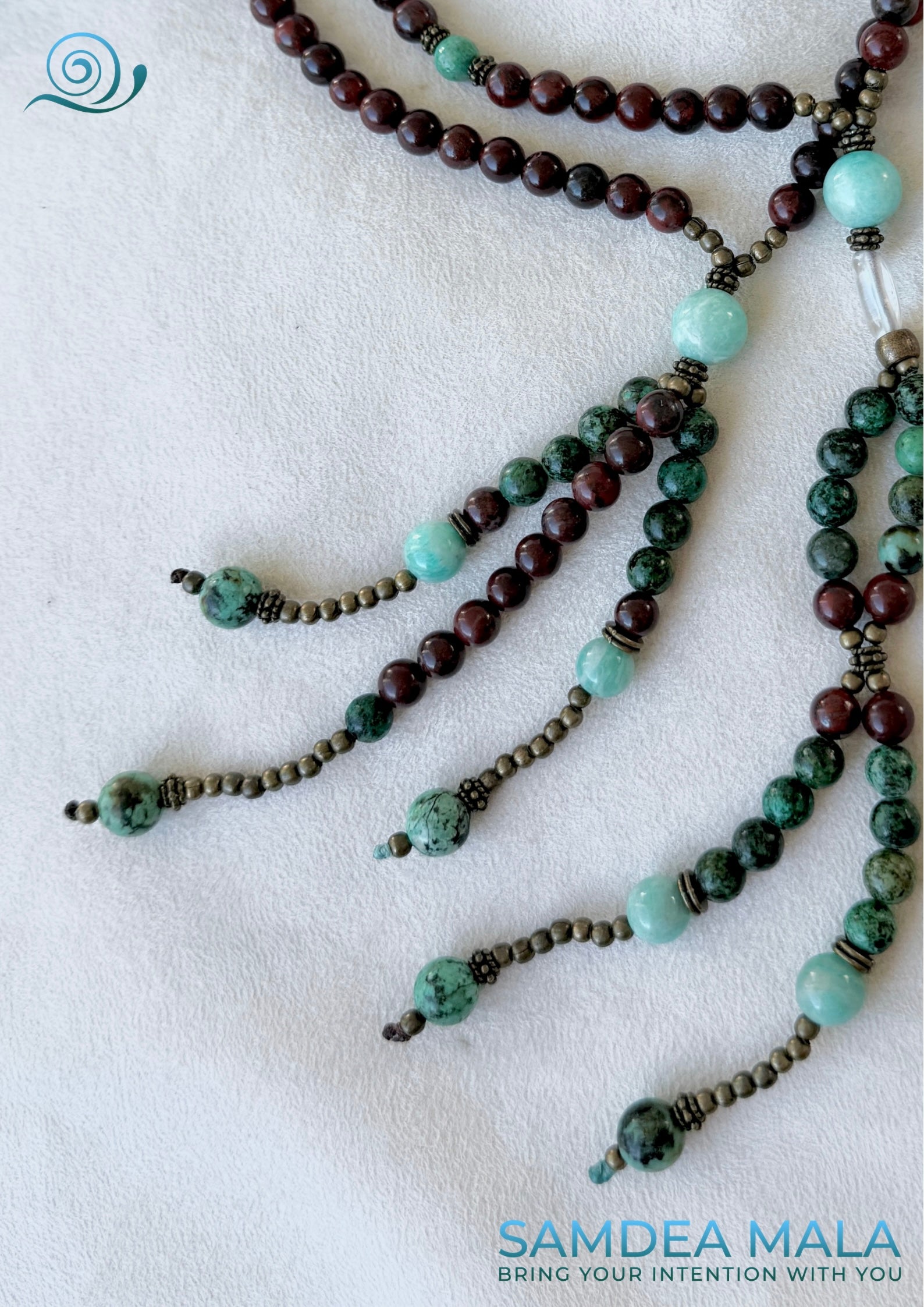 Close-up of Soka Gakkai juzu prayer beads – handmade Japanese Buddhist mala for chanting Nam Myoho Renge Kyo mantra and spiritual practice.