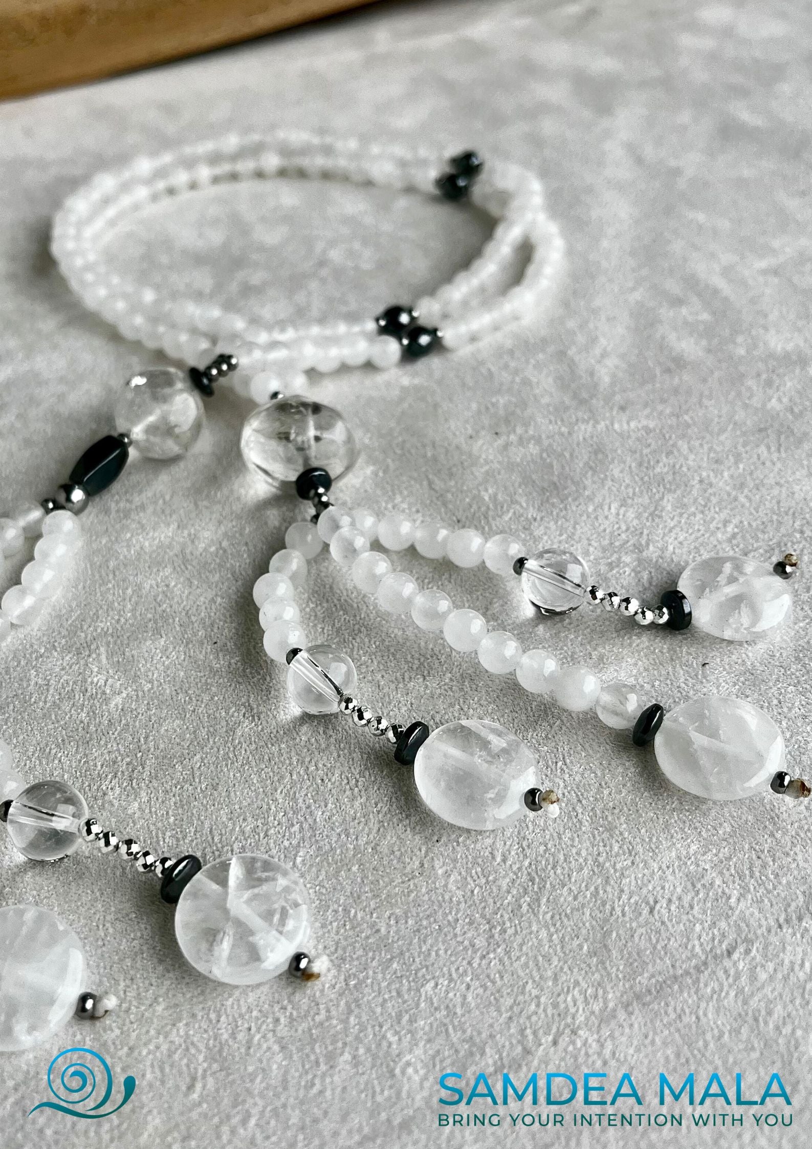 Close-up White Juzu - Nichiren Buddhist Prayer Beads - meditation beads, custom mala  by Samdea Mala