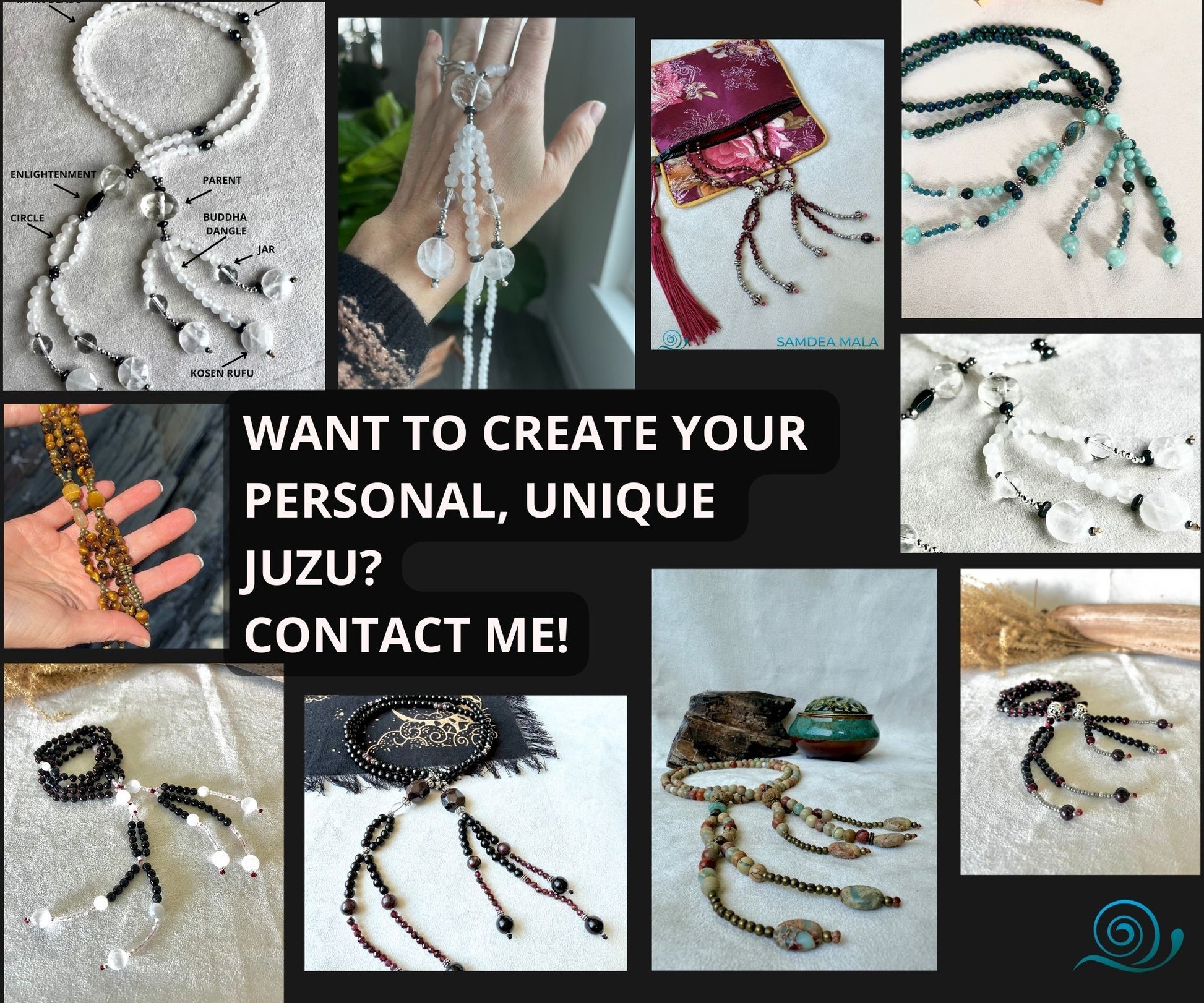 Custom Nichiren Juzu – Japanese Buddhist Prayer Beads with Semi-Precious Stones - Samdea Mala