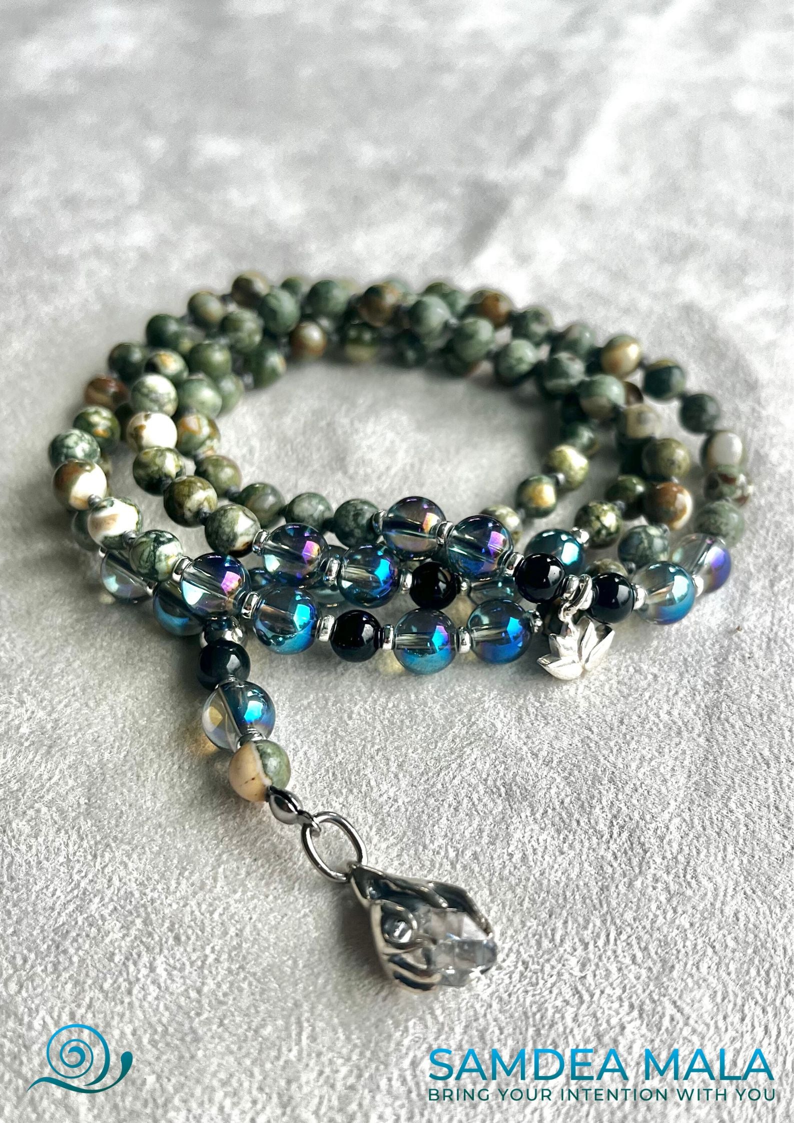 Custom Mala With Personalized Selection of Gemstones - meditation bracelet, intention bracelets, custom mala, tibetan wrist mala, energy crystals bracelets, spiritual mala, bracelets with crystals, custom mala bracelet, natural gemstones bracelets - Samdea Mala
