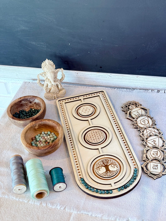 DIY mala kit with mala board, Handmade Mala Bead Necklace DIY Kit: natural Gemstones, Pendant or tassel, Mala Board