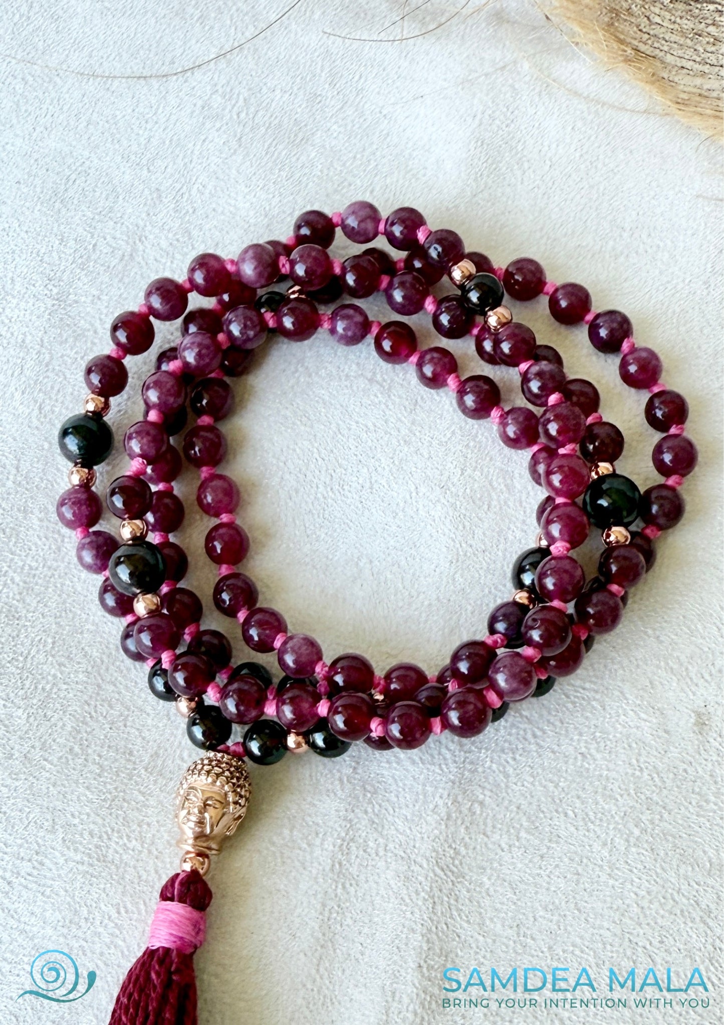 Detail of gold Buddha meru Buddha guru bead – elegant, spiritual centerpiece for meditation necklace