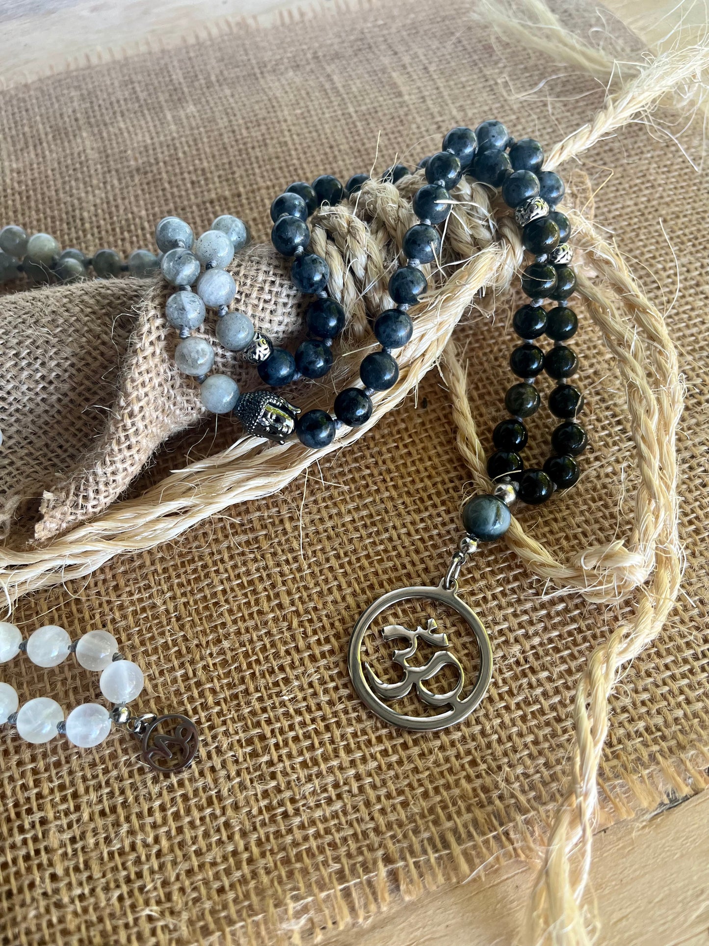 Mala Beads Necklace Handmade – Capricorn Mala in Obsidian, Labradorite & Selenite - meditation bracelet, intention bracelets, custom mala, tibetan wrist mala, energy crystals bracelets, spiritual mala, bracelets with crystals, custom mala bracelet, natural gemstones bracelets - Samdea Mala