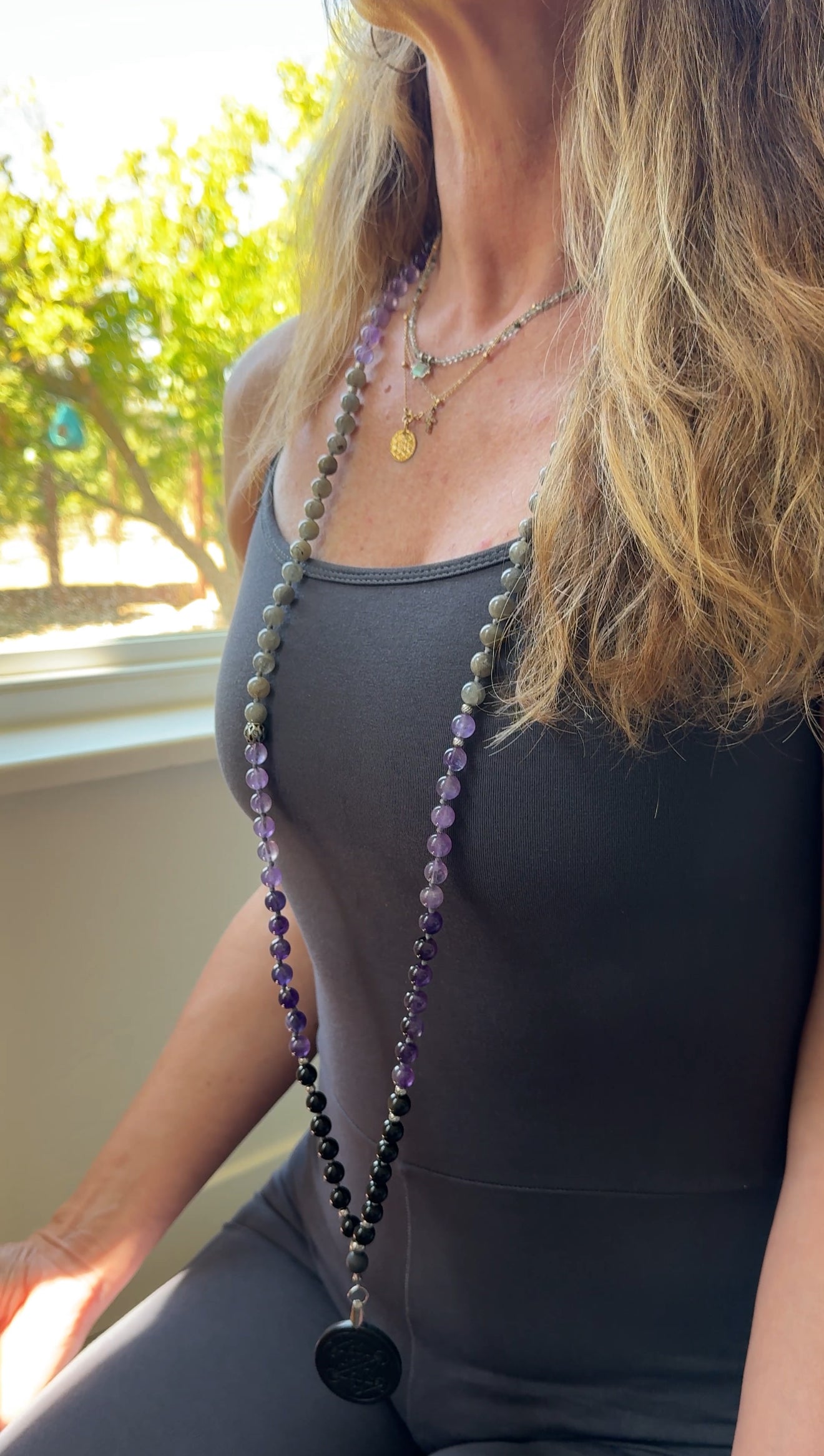 Spiritual Mala Necklace for Meditation - Clarity and Intuition - Samdea Mala