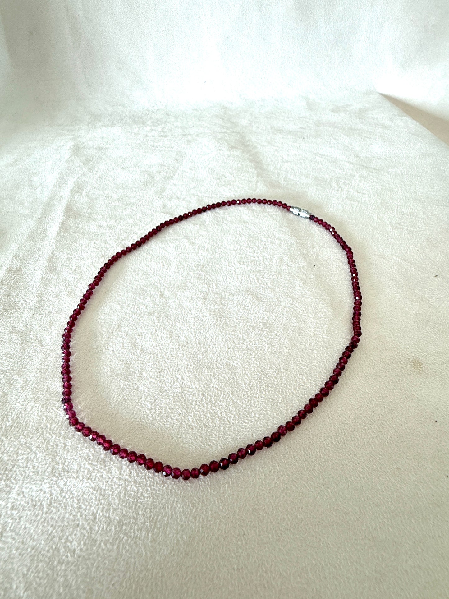 Faceted Natural Garnet Choker Necklace AA Grade – 4mm Garnet and Stainless Steel Necklace for Strength and Inner Light
