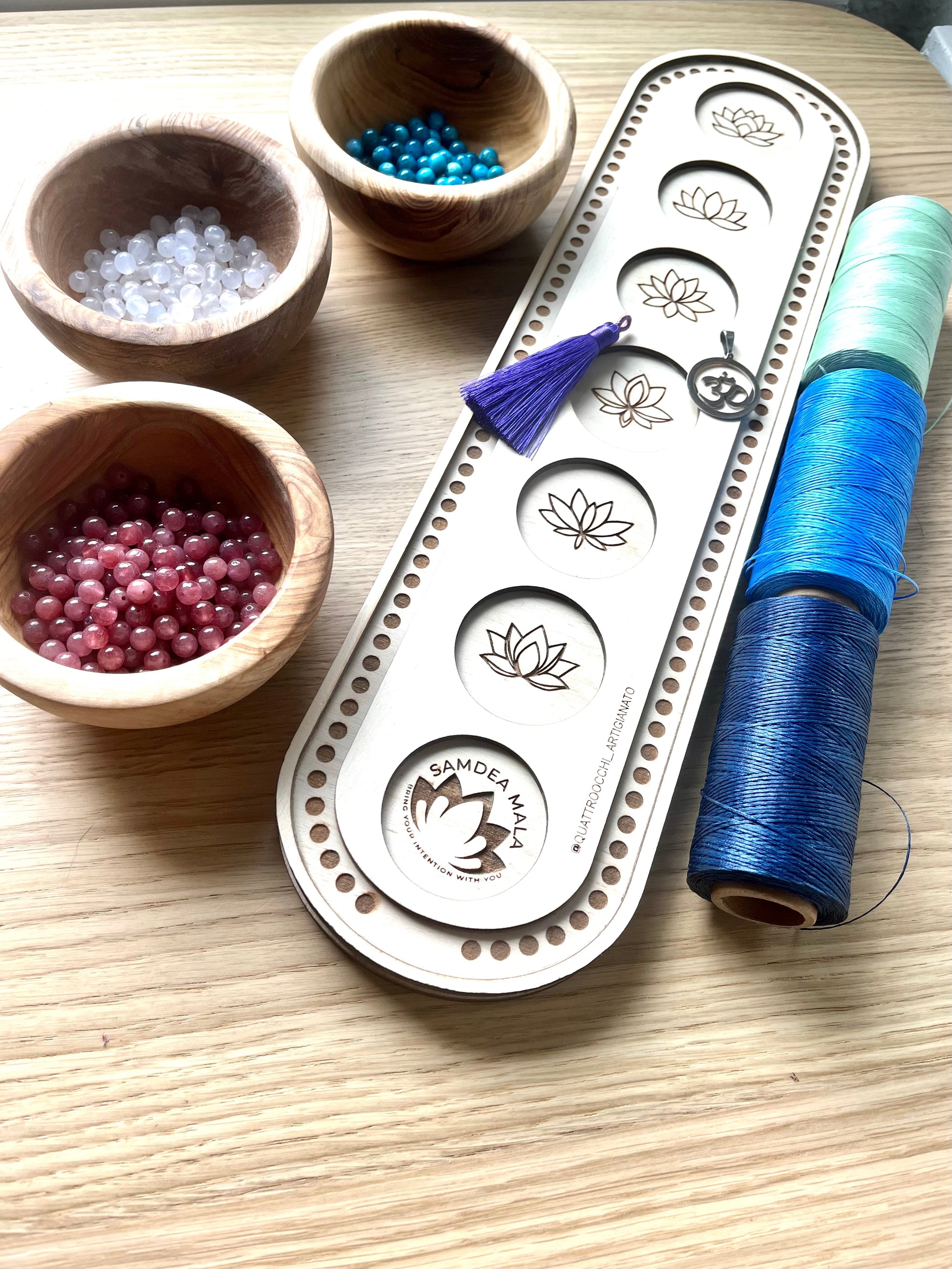 Create Your Own Mala Kit + Mala Board - meditation bracelet, intention bracelets, custom mala, tibetan wrist mala, energy crystals bracelets, spiritual mala, bracelets with crystals, custom mala bracelet, natural gemstones bracelets - Samdea Mala