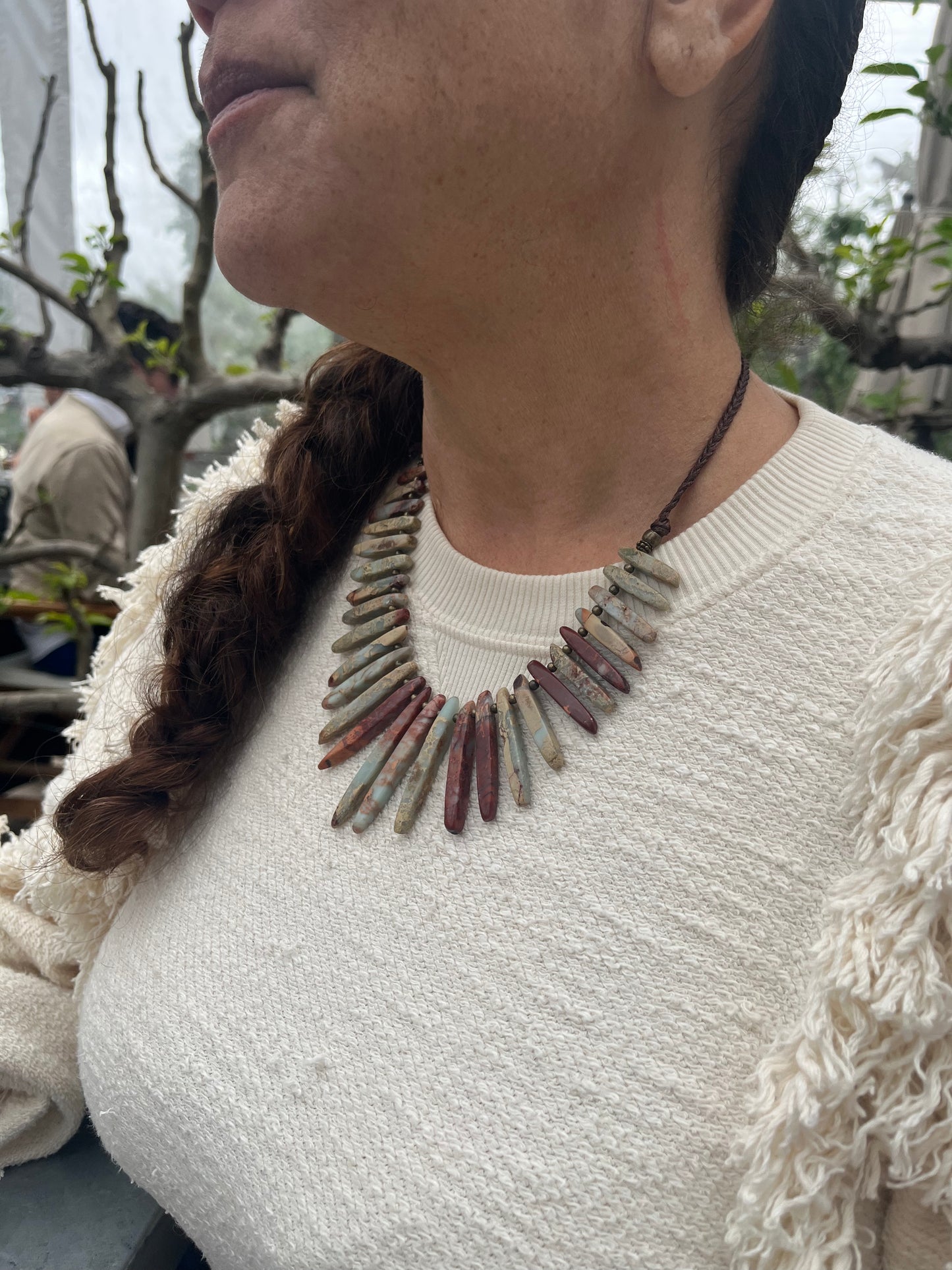 Roots Necklace in Sea Jasper - meditation bracelet, intention bracelets, custom mala, tibetan wrist mala, energy crystals bracelets, spiritual mala, bracelets with crystals, custom mala bracelet, natural gemstones bracelets - Samdea Mala