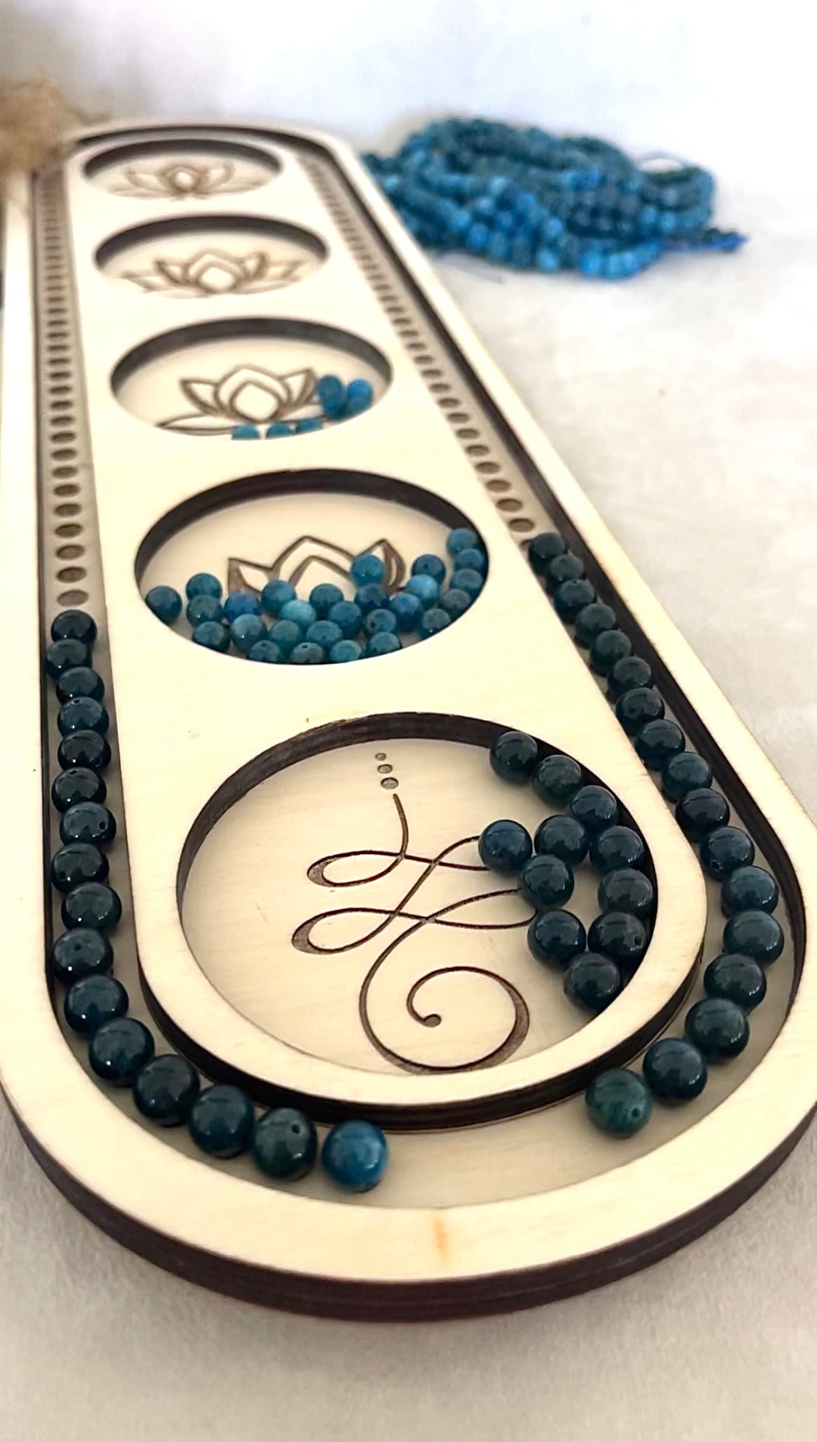 Mala Board Unalome and Lotus - meditation bracelet, intention bracelets, custom mala, tibetan wrist mala, energy crystals bracelets, spiritual mala, bracelets with crystals, custom mala bracelet, natural gemstones bracelets - Samdea Mala