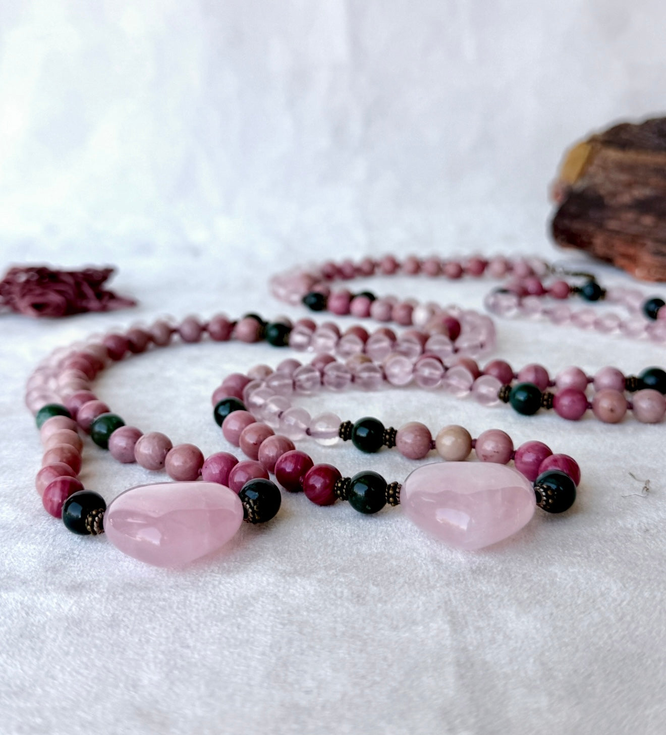 Ho oponopono Mala beads - self-love mala, ho oponopono mediatation, hand knotted mala, heart charkra, spiritual mala for meditation and minfulness, handmade mala necklace, made in US