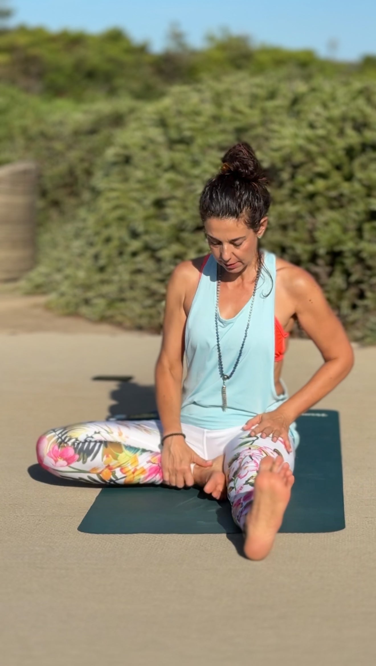 White jade and blue mala 6mm gemstone mala necklace with tassel for yoga practice - worn
