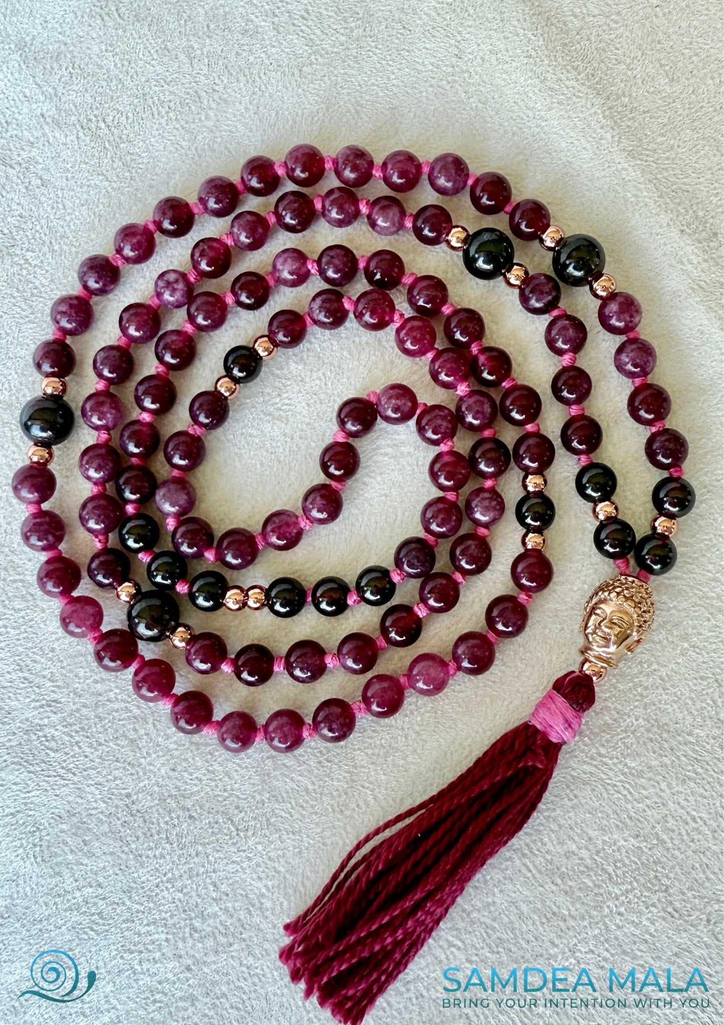 mala for self confidence and grounding in garnet, perfect for meditation and mindfulness
