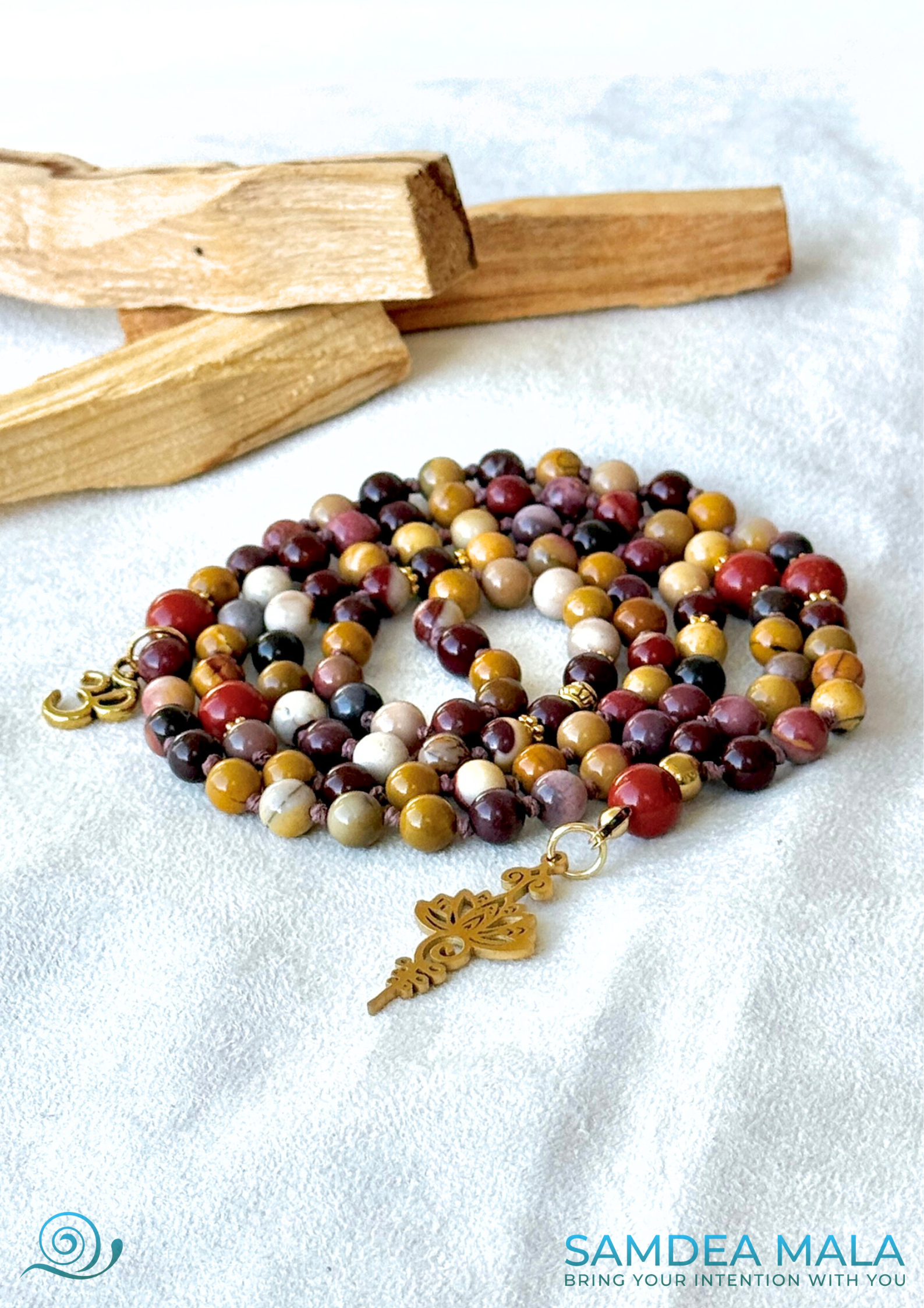 Mini mala with 108 6mm beads for grounding and mindfulness, handmade jewelry