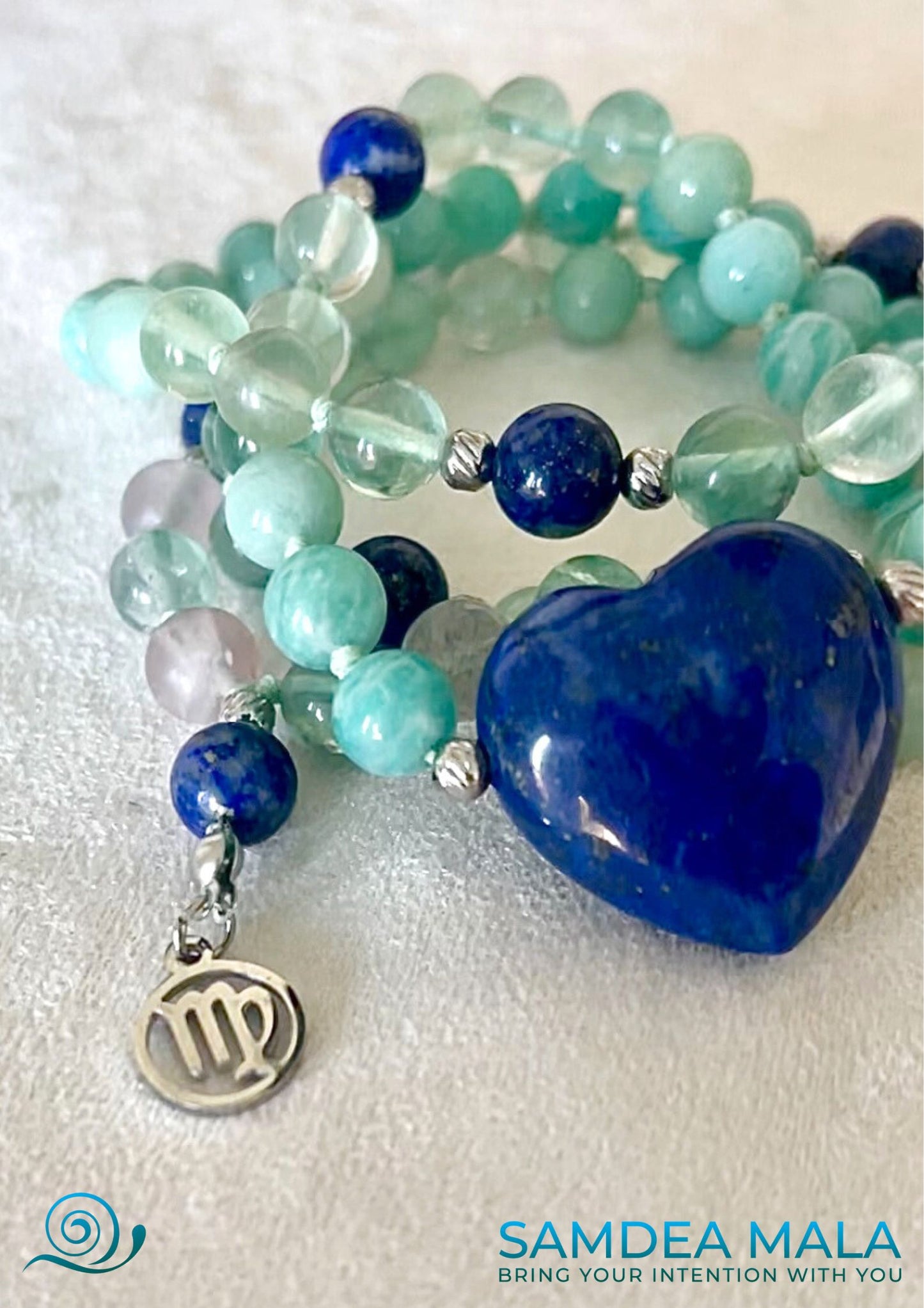 Mala for Virgo - custom mala beads, spiritual mala, gemstone necklace, gemstone for zodiac sign, zodiac crystal, zodiac gemstones - Samdea Mala