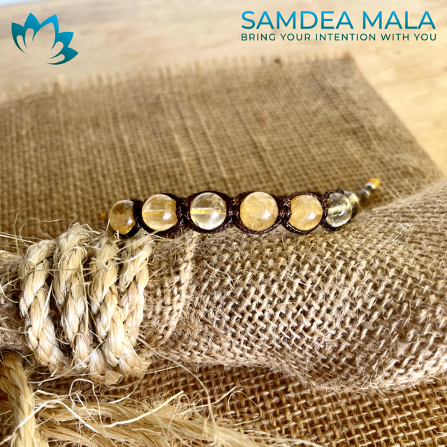 Tibetan Tamashi-Style Bracelet in Citrine Quartz - meditation bracelet for Abundance and Positivity