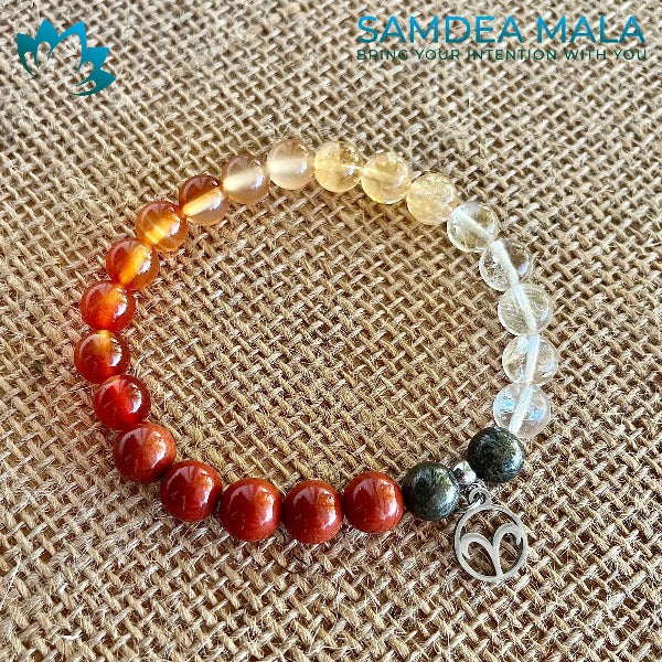 Aries Mala Beads Bracelet - meditation bracelet, intention bracelets, custom mala, tibetan wrist mala, energy crystals bracelets, spiritual mala, bracelets with crystals, custom mala bracelet, natural gemstones bracelets - Samdea Mala