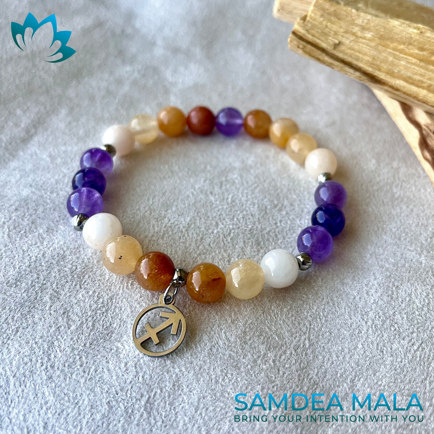 Bracelet for Sagittarius - meditation bracelet, intention bracelets, custom mala, tibetan wrist mala, energy crystals bracelets, spiritual mala, bracelets with crystals, custom mala bracelet, natural gemstones bracelets - Samdea Mala