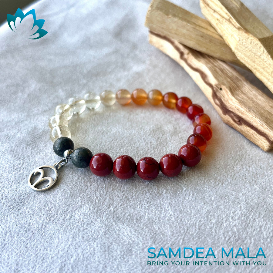 Aries Mala Beads Bracelet - meditation bracelet, intention bracelets, custom mala, tibetan wrist mala, energy crystals bracelets, spiritual mala, bracelets with crystals, custom mala bracelet, natural gemstones bracelets - Samdea Mala