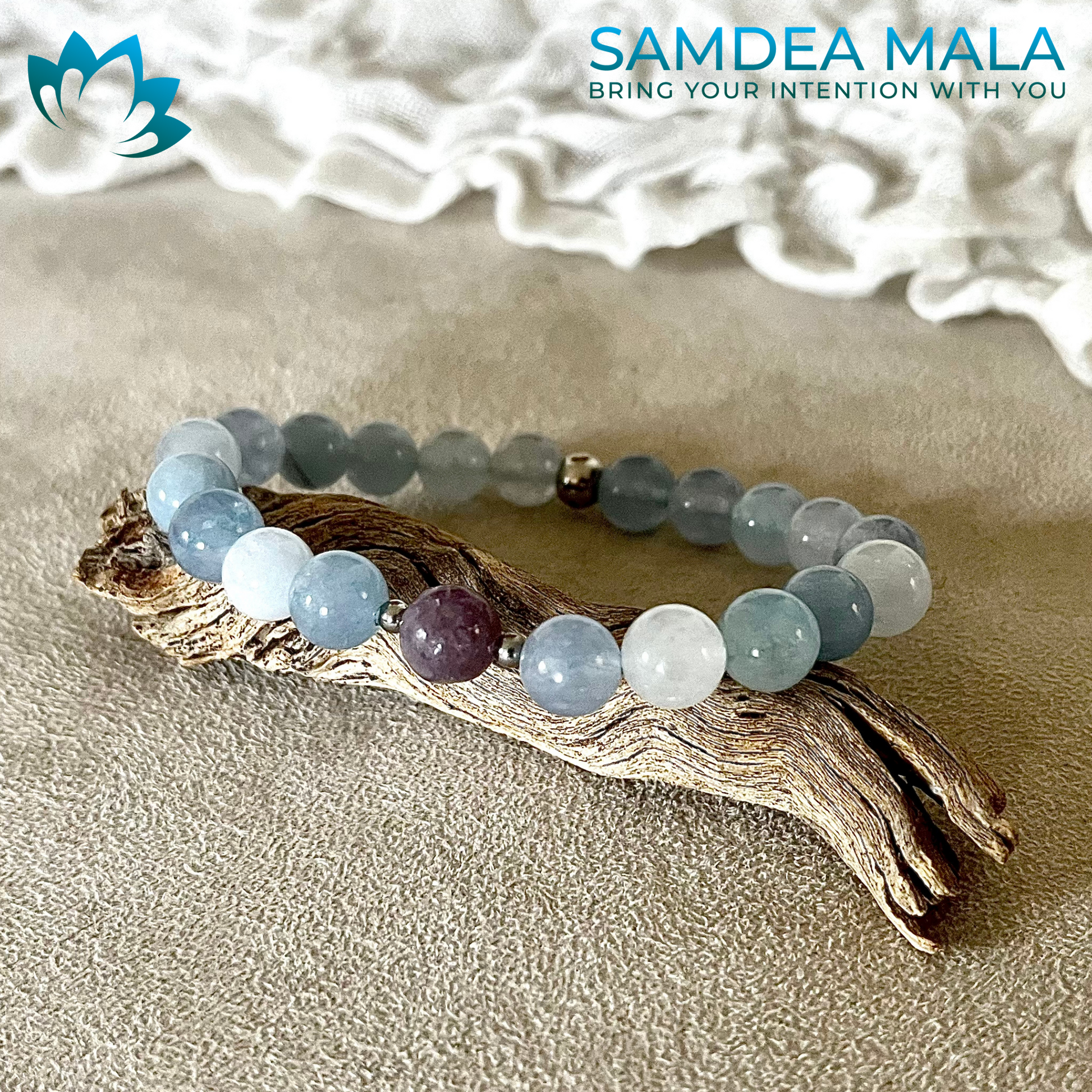 Custom Elastic and Knotted Bracelet - meditation bracelet, intention bracelets, custom mala, tibetan wrist mala, energy crystals bracelets, spiritual mala, bracelets with crystals, custom mala bracelet, natural gemstones bracelets - Samdea Mala