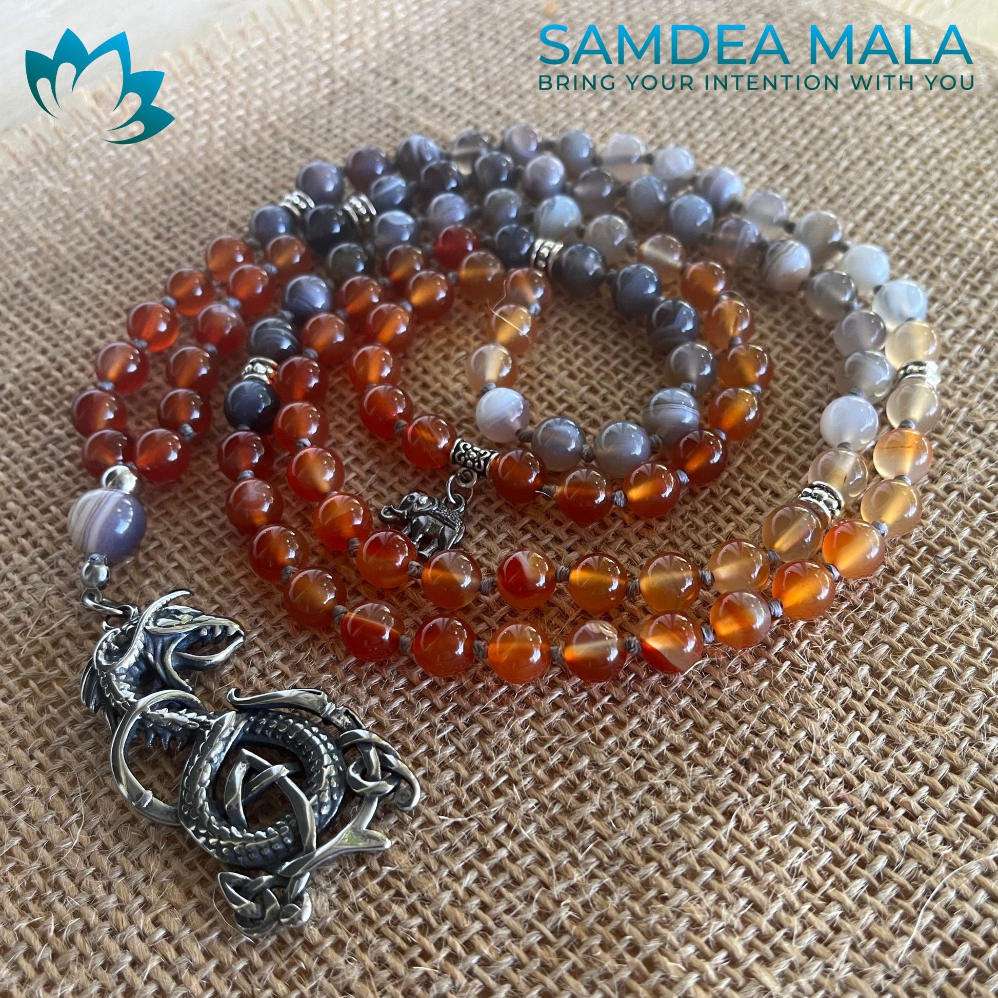 Custom Mala With Personalized Selection of Gemstones - meditation bracelet, intention bracelets, custom mala, tibetan wrist mala, energy crystals bracelets, spiritual mala, bracelets with crystals, custom mala bracelet, natural gemstones bracelets - Samdea Mala
