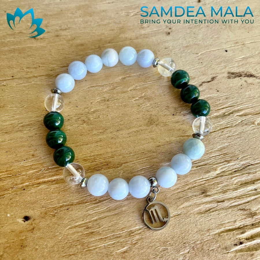 Bracelet for Scorpio - meditation bracelet, intention bracelets, custom mala, tibetan wrist mala, energy crystals bracelets, spiritual mala, bracelets with crystals, custom mala bracelet, natural gemstones bracelets - Samdea Mala