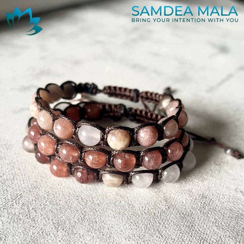 Custom Bracelet With Personalized Selection of Crystals - meditation bracelet, intention bracelets, custom mala, tibetan wrist mala, energy crystals bracelets, spiritual mala, bracelets with crystals, custom mala bracelet, natural gemstones bracelets - Samdea Mala