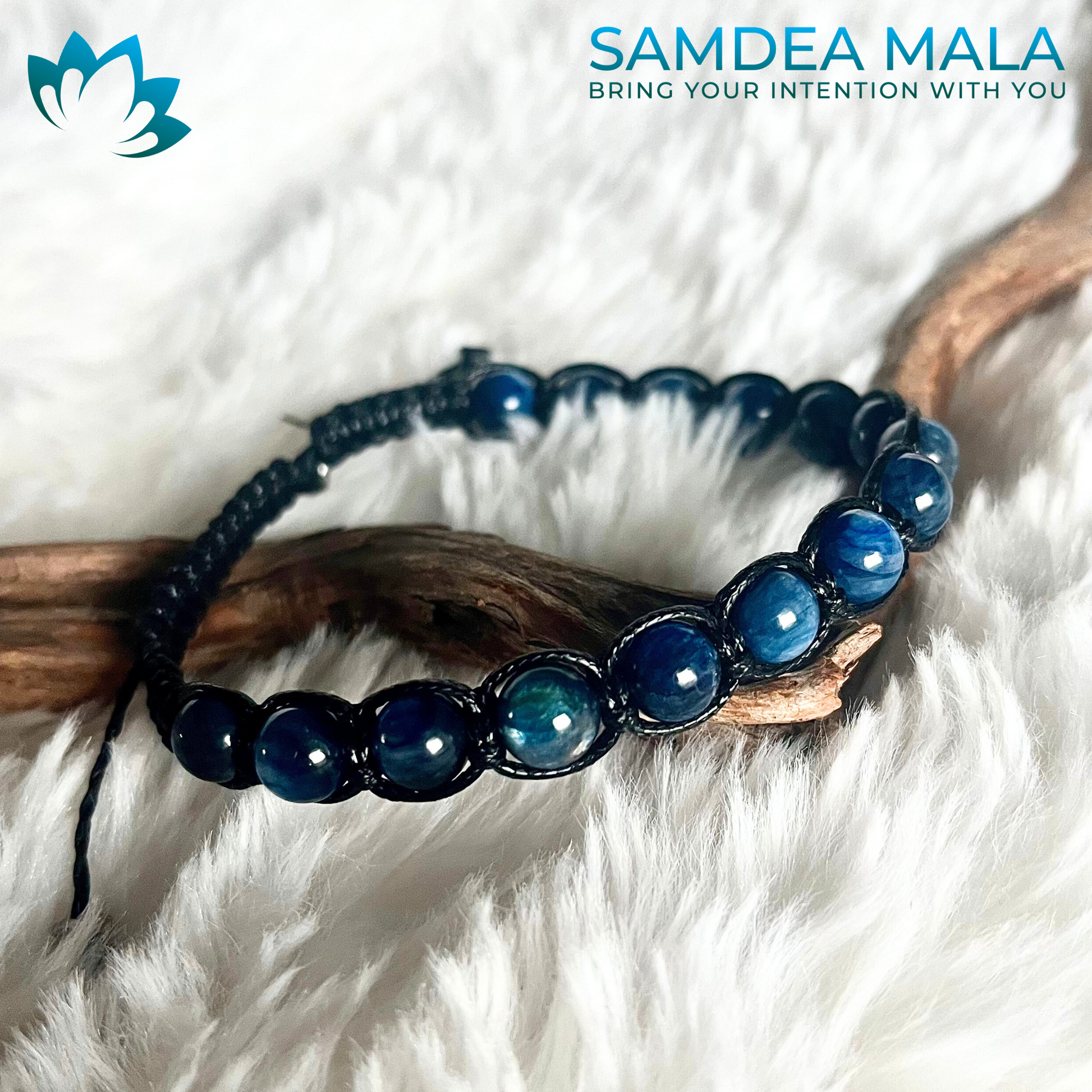 Tibetan Tamashii-Style Bracelet in Kyanite - meditation bracelet, spiritual  bracelets, custom bracelet Shamballa style.