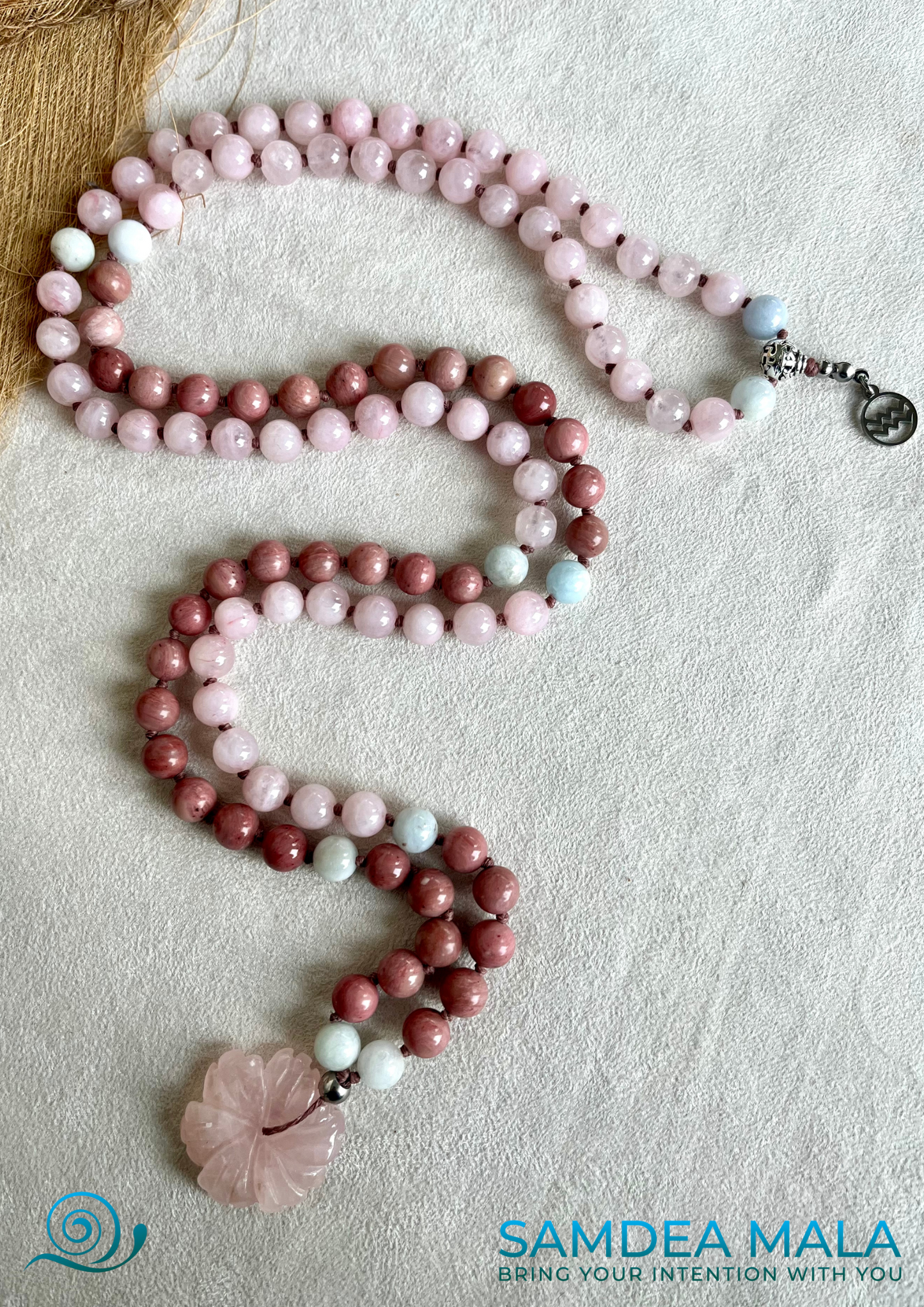 Mala for Aquarius - rose - meditation bracelet, intention bracelets, custom mala, tibetan wrist mala, energy crystals bracelets, spiritual mala, bracelets with crystals, custom mala bracelet, natural gemstones bracelets - Samdea Mala
