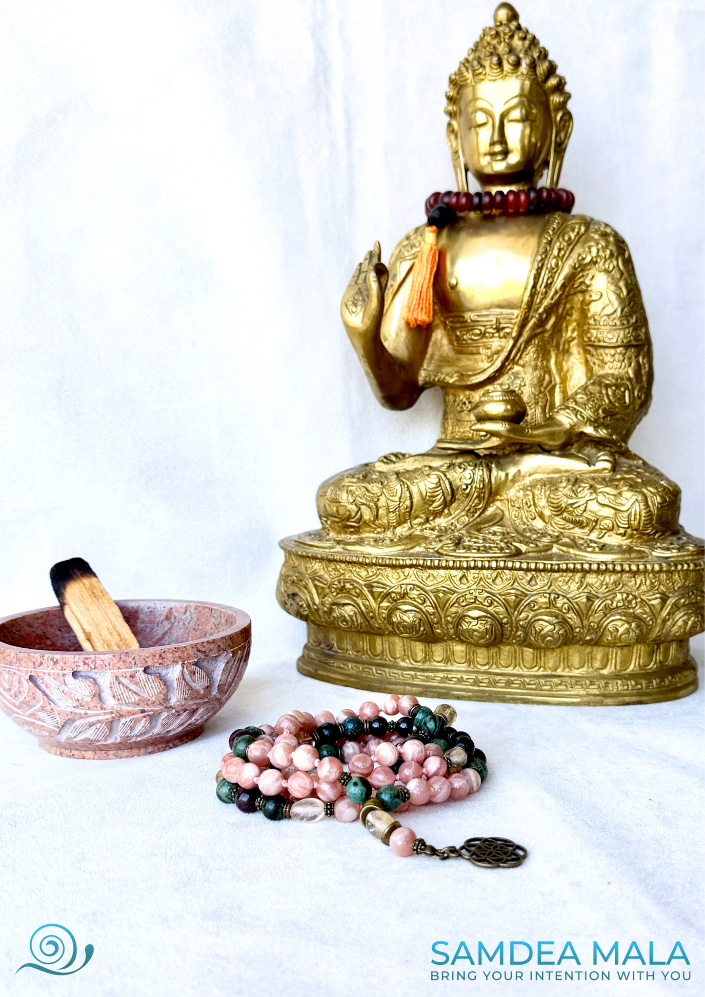Sun Mala Necklace with Sunstone, Citrine, Garnet and Jasper – Spiritual Jewelry for Vitality and Strength - Samdea Mala