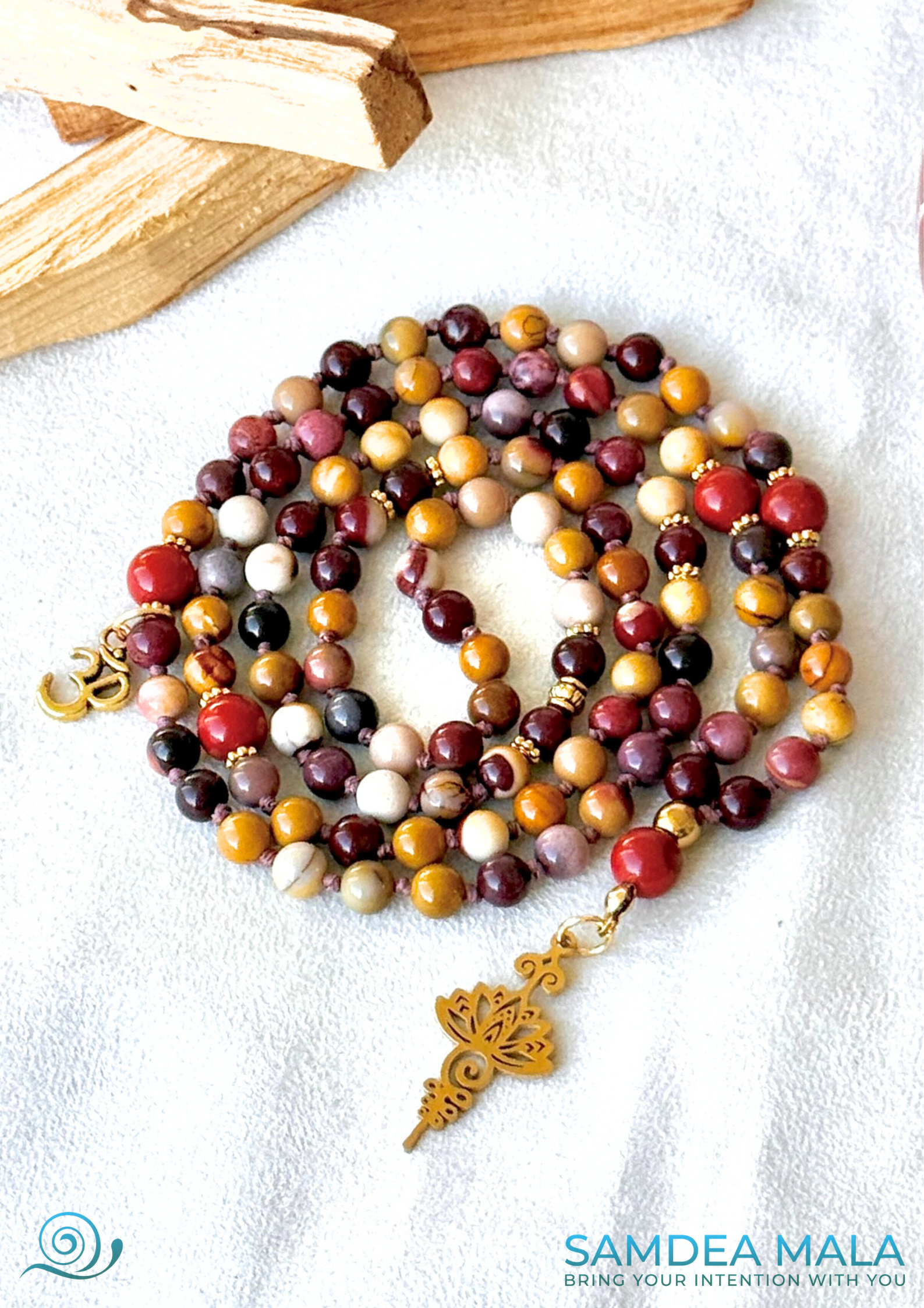 Mini mala with 108 6mm beads for grounding and mindfulness, handmade jewelry