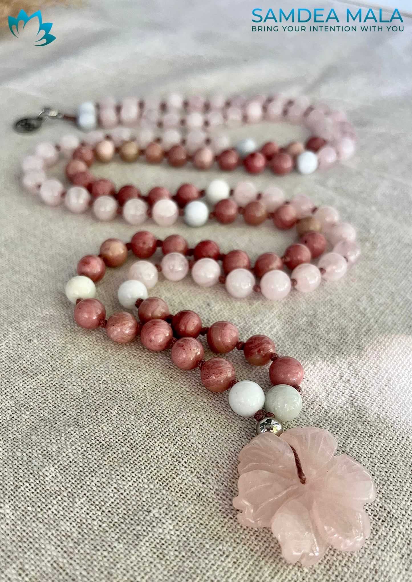 Mala for Aquarius - rose - meditation bracelet, intention bracelets, custom mala, tibetan wrist mala, energy crystals bracelets, spiritual mala, bracelets with crystals, custom mala bracelet, natural gemstones bracelets - Samdea Mala