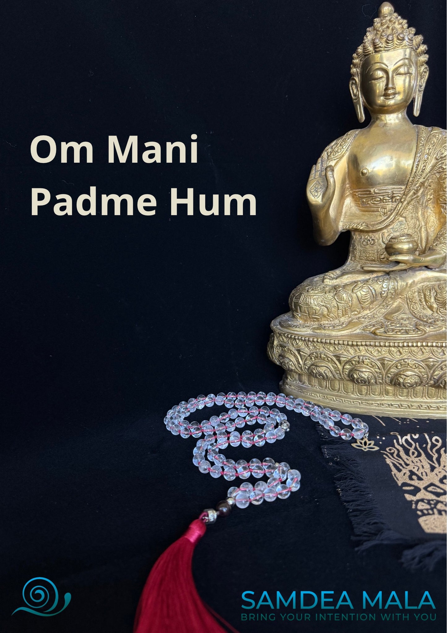 Om Mani Padme Hum mantra: mala and Buddha Statue