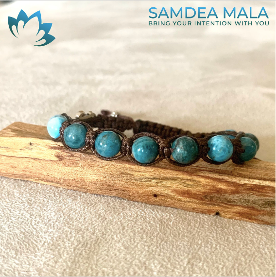 Samdea Mala – Shamballa Apatite bracelet for truth and clarity - meditation bracelet, Spiritual jewelry for teachers, creatives, and truth-seekers