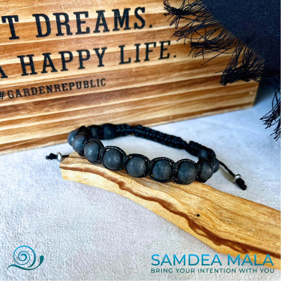 Custom Tibetan Tamashii Style Bracelet - Shungite for protection, meditation bracelet, intention bracelets, custom mala, tibetan wrist mala, energy crystals bracelets, spiritual mala, bracelets with crystals, custom mala bracelet, natural gemstones bracelets - Samdea Mala