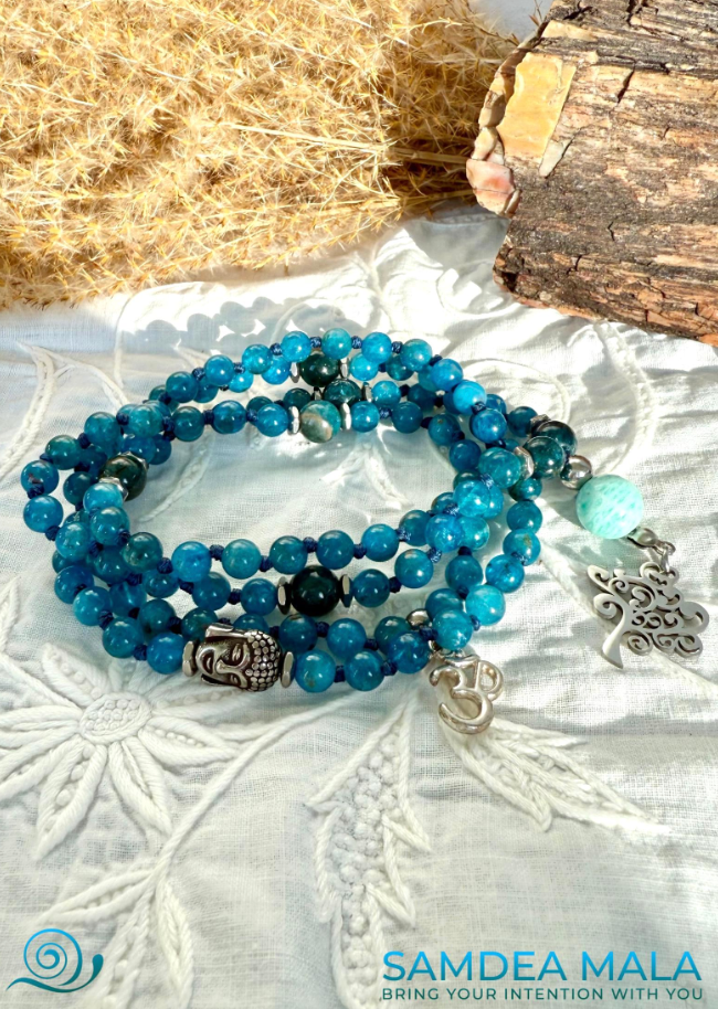 Handmade Custom Mala in Apatite – Clarity, Motivation & Personal Growth - Samdea Mala
