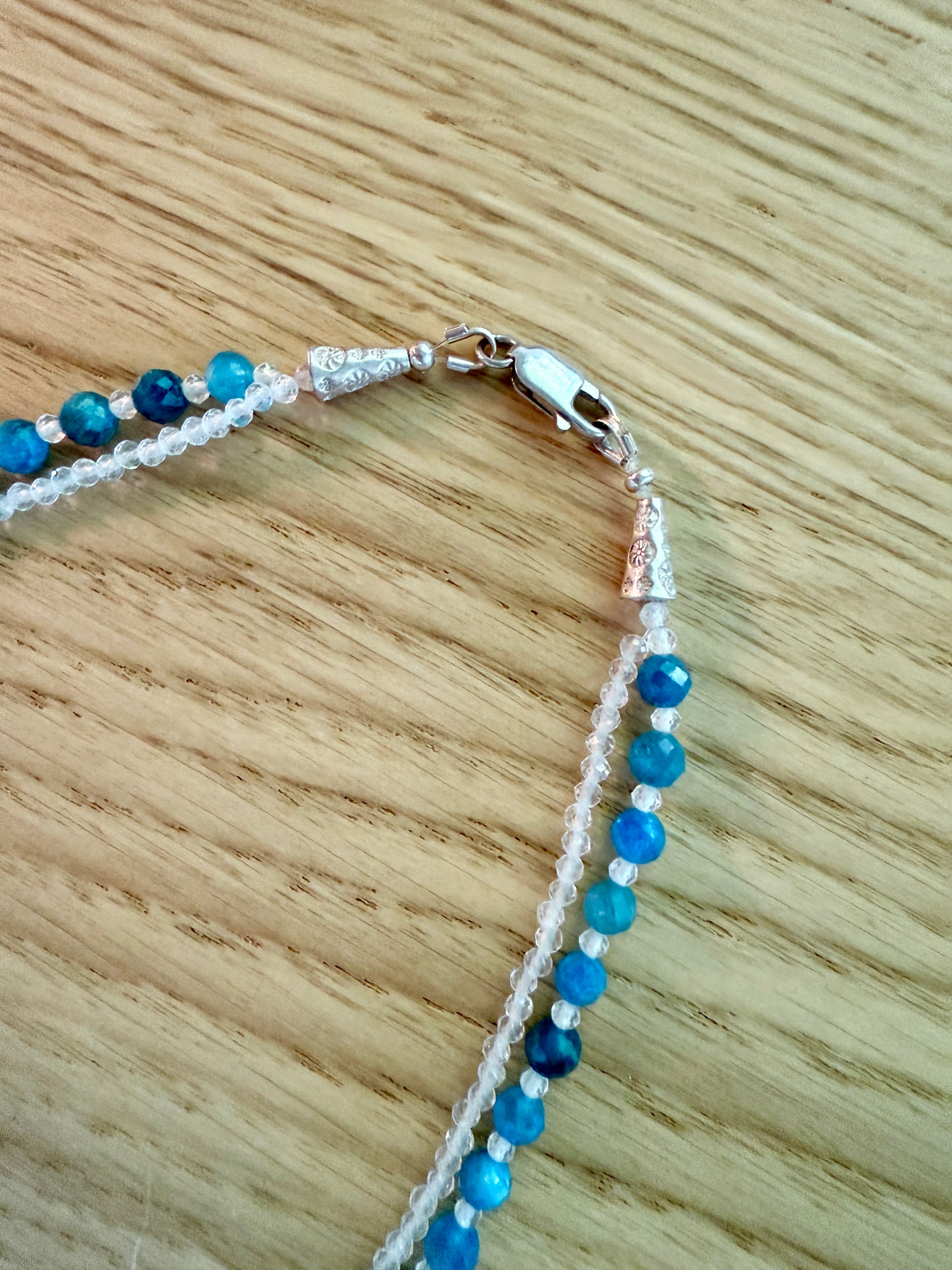 Sterling silver lobster clasp on handmade beaded choker necklace