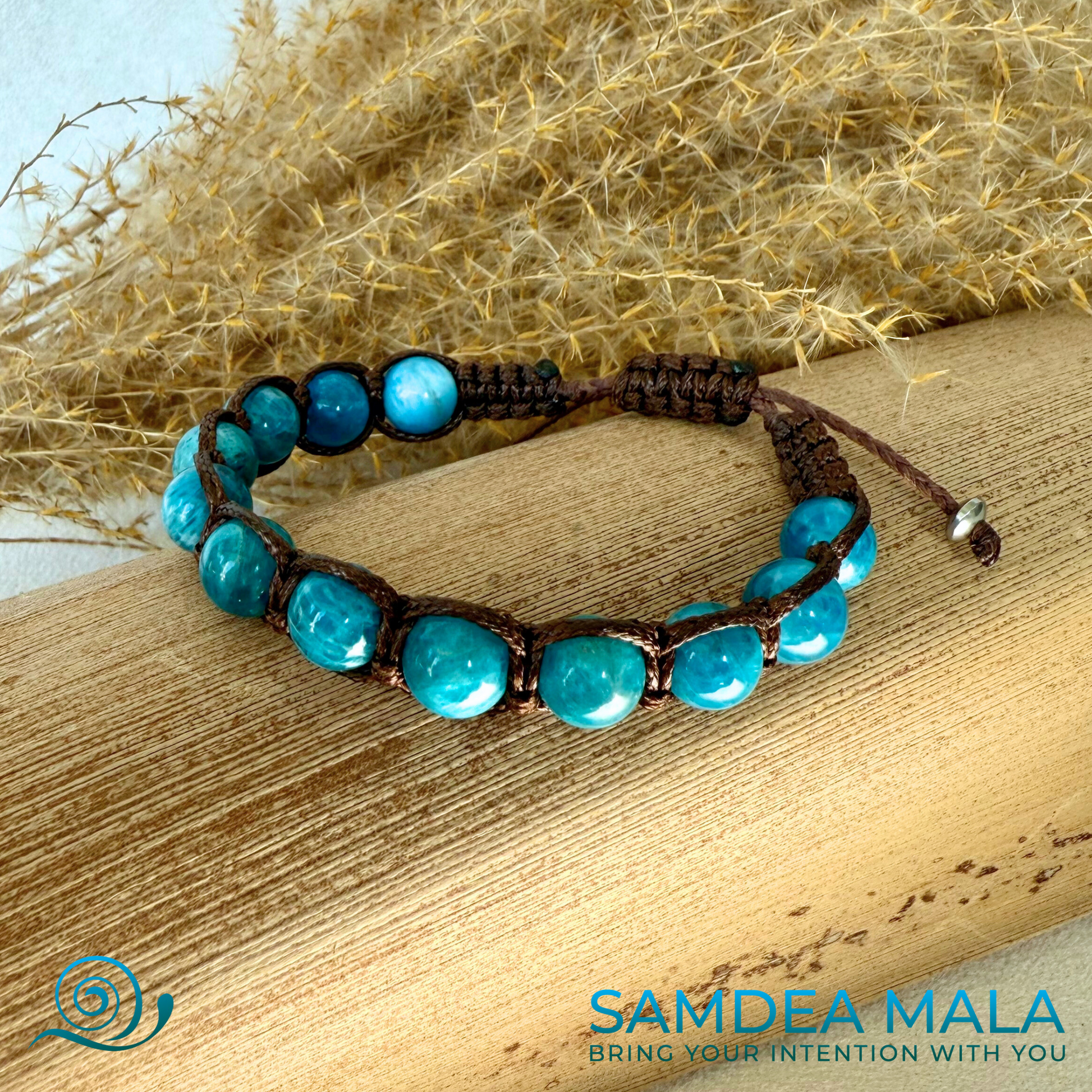 blue bracelet beads, Meditation and mindfulness bracelet beads, Blue Apatite Tibetan bracelet for self-confidence. Shamballa blue bracelet, Tamashii style bracelet.