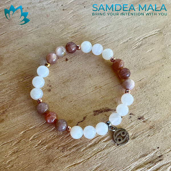 Cancer Zodiac Bracelet – Moonstone for Intuition, Balance & Emotional Strength - meditation bracelet, intention bracelets,   energy crystals bracelets, bracelets with crystals, custom mala bracelet, natural gemstones bracelets - Samdea Mala