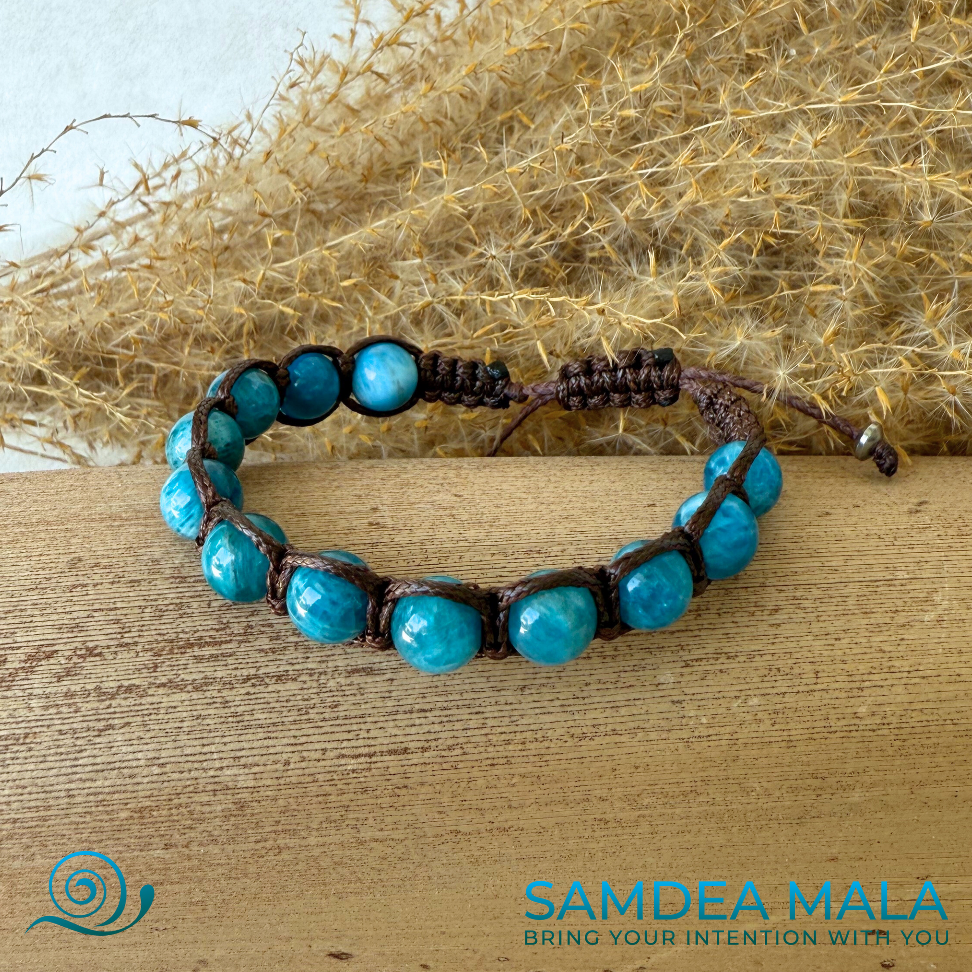 blue bracelet beads, Meditation bracelet beads, Blue Apatite Tibetan bracelet for self-confidence. Shamballa blue bracelet, Tamashii style beads.
