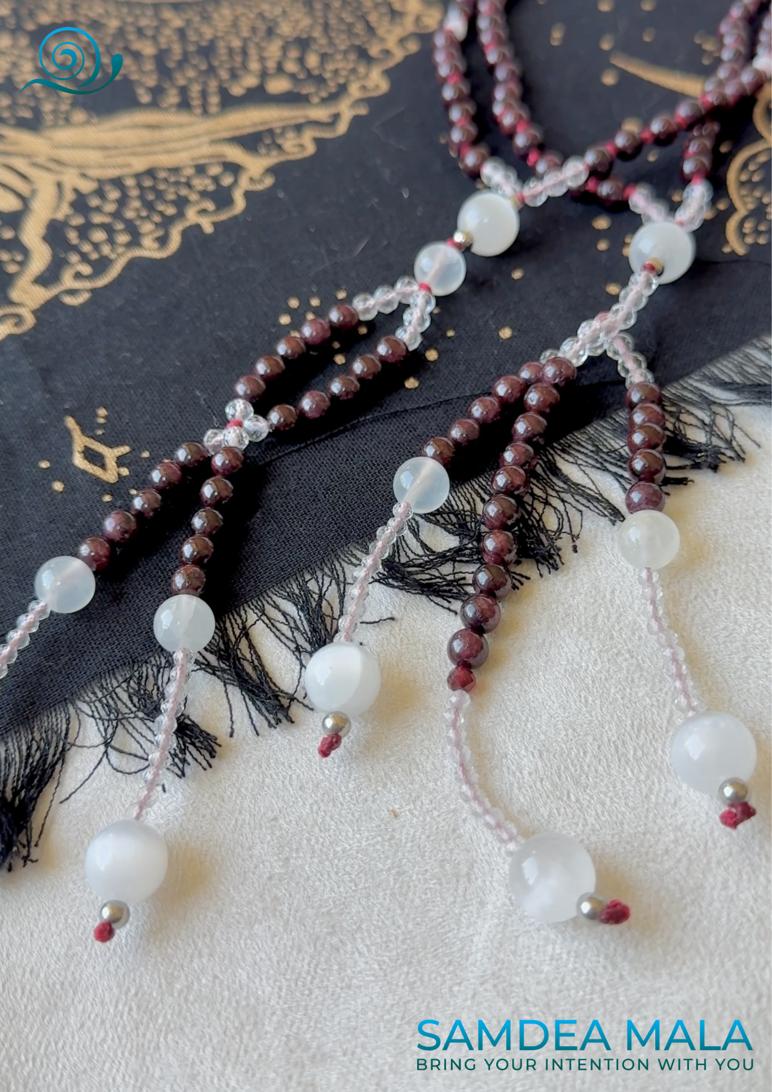 Close up of Red garnet juzu with tassels – a sacred companion for Nam Myoho Renge Kyo