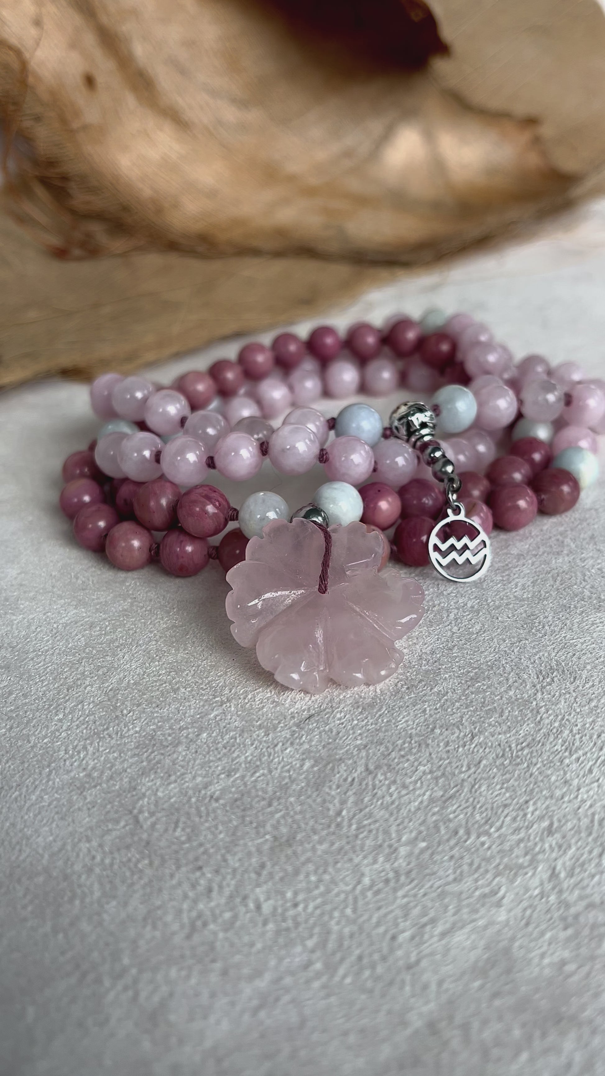 Video Mala for Aquarius - gemstone for zodiac sign, zodiac crystal, zodiac gemstones