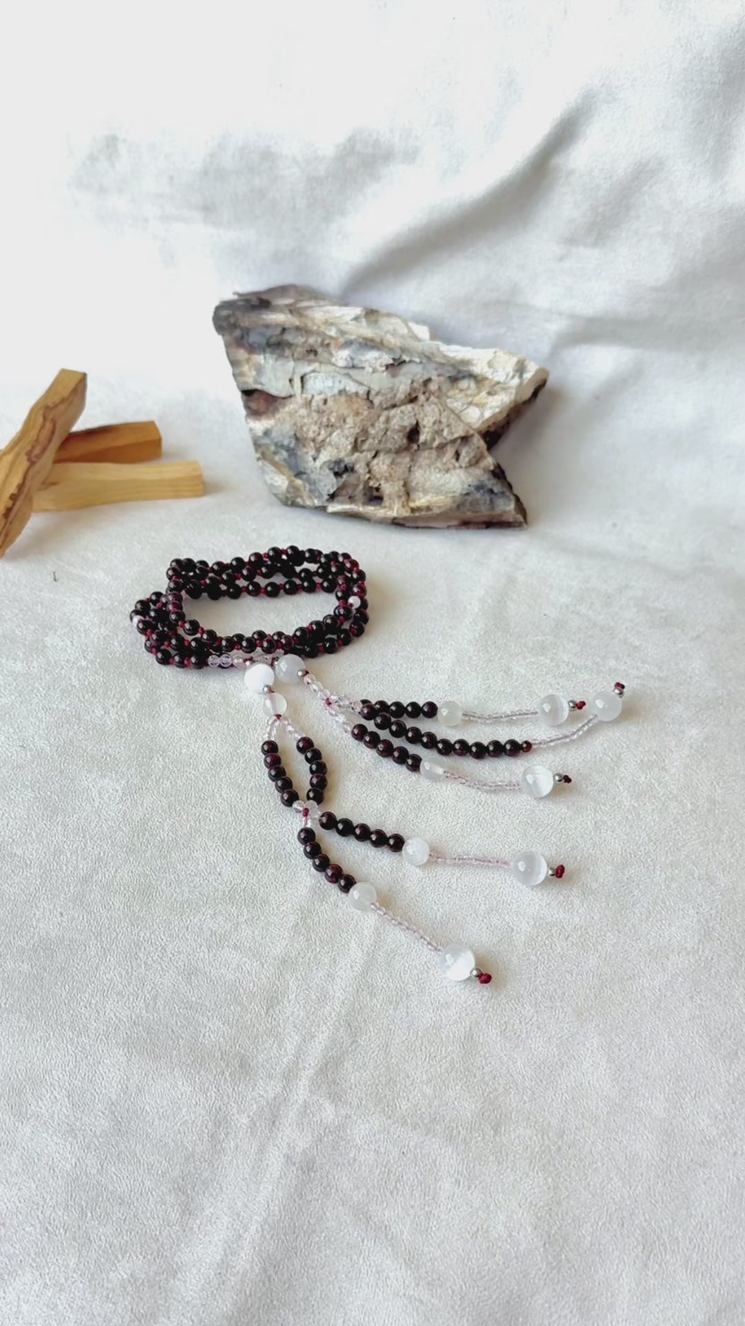 Video preview of Red garnet juzu with tassels – a sacred companion for Nam Myoho Renge Kyo