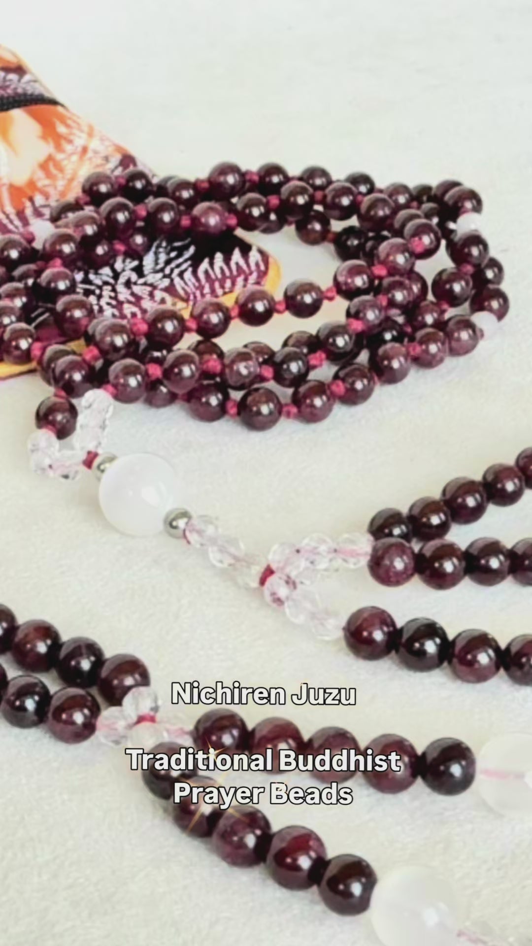 Video preview of custom Nenju, Juzu, Japanese Buddhist Mala, buddhist japamala, juzu beads, nichiren juzu, buddhist prayer beads, prayer beads juzu, nichiren prayer beads, japanese prayer beads, meditation beads, spiritual beads, handmade juzu, Nam Myoho Renge Kyo - Samdea Mala